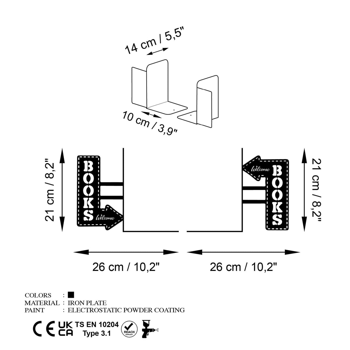 Kt-039 Dekoratif Metal Kitap Tutucu