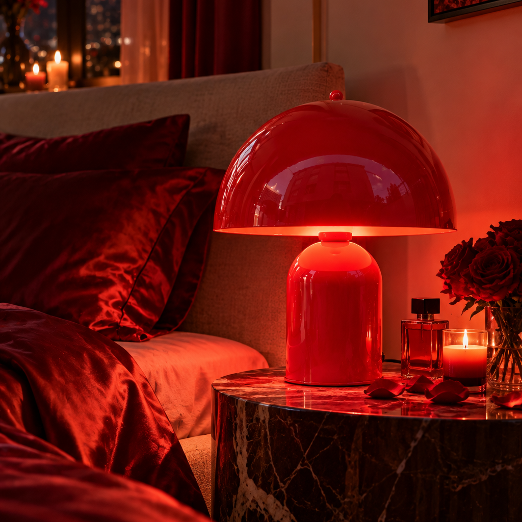 Romantik Gece Lambası Kırmızı Metal