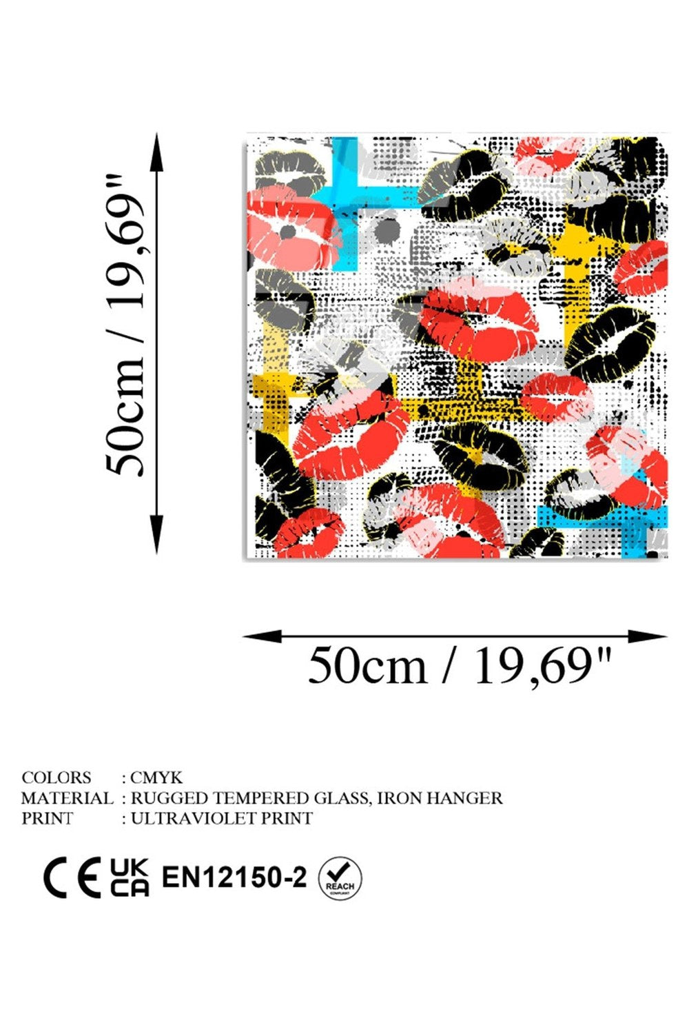 Uv Baskılı Cam Duvar Tablosu, Kare - 50x50 Cm - 5