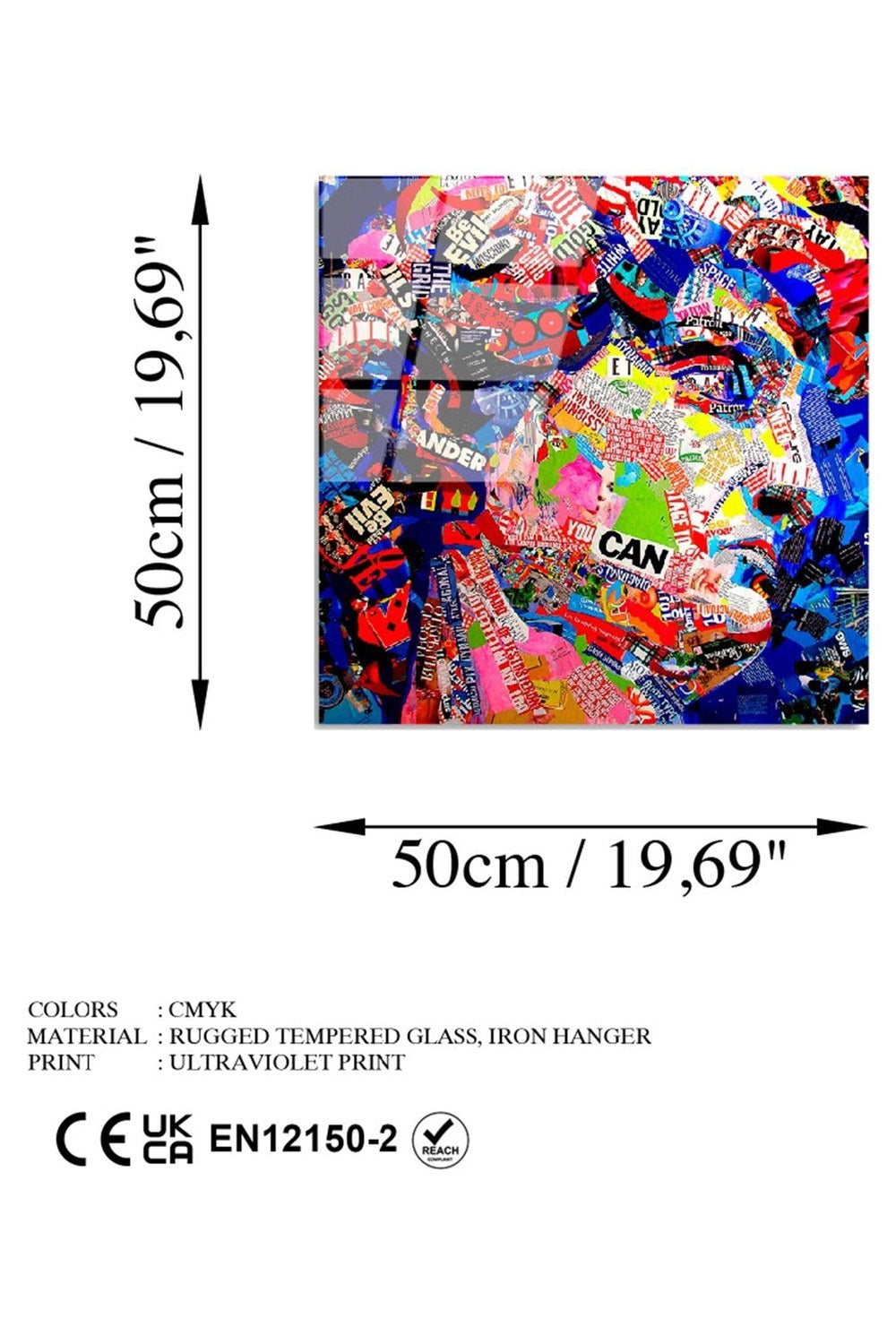 Uv Baskılı Cam Duvar Tablosu, Kare - 50x50 Cm - 6