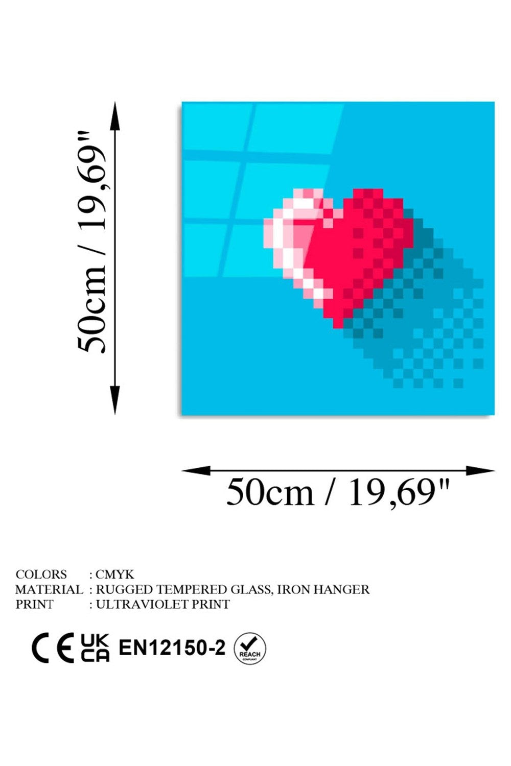 Uv Baskılı Cam Duvar Tablosu, Kare - 50x50 Cm - 6