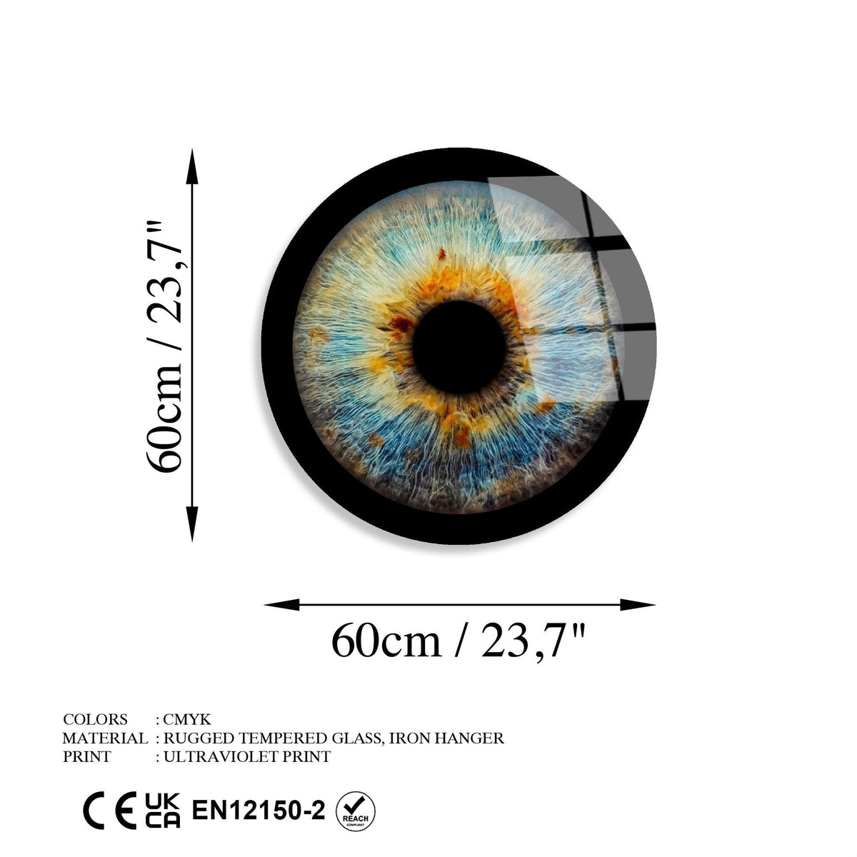 Uv-1138 Baskılı Cam Yuvarlak Duvar Tablosu