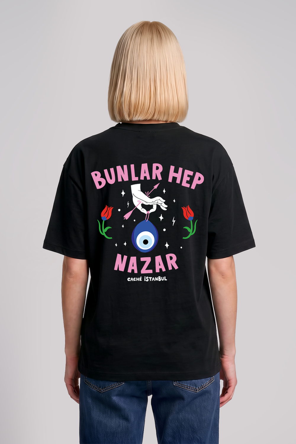 Bunlar Hep Nazar Unisex Oversize Tshirt - 4