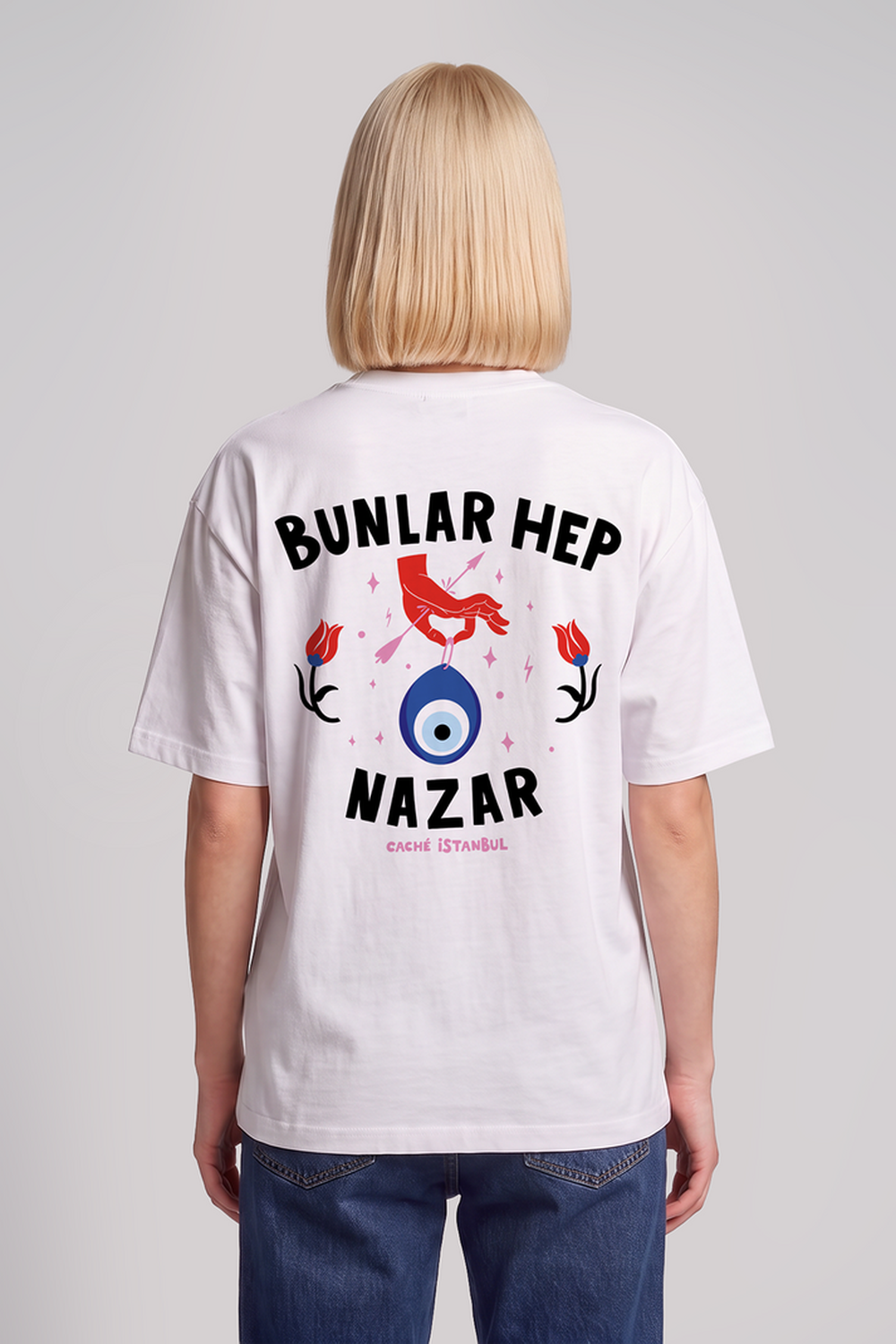 Bunlar Hep Nazar Unisex Oversize Tshirt - 6