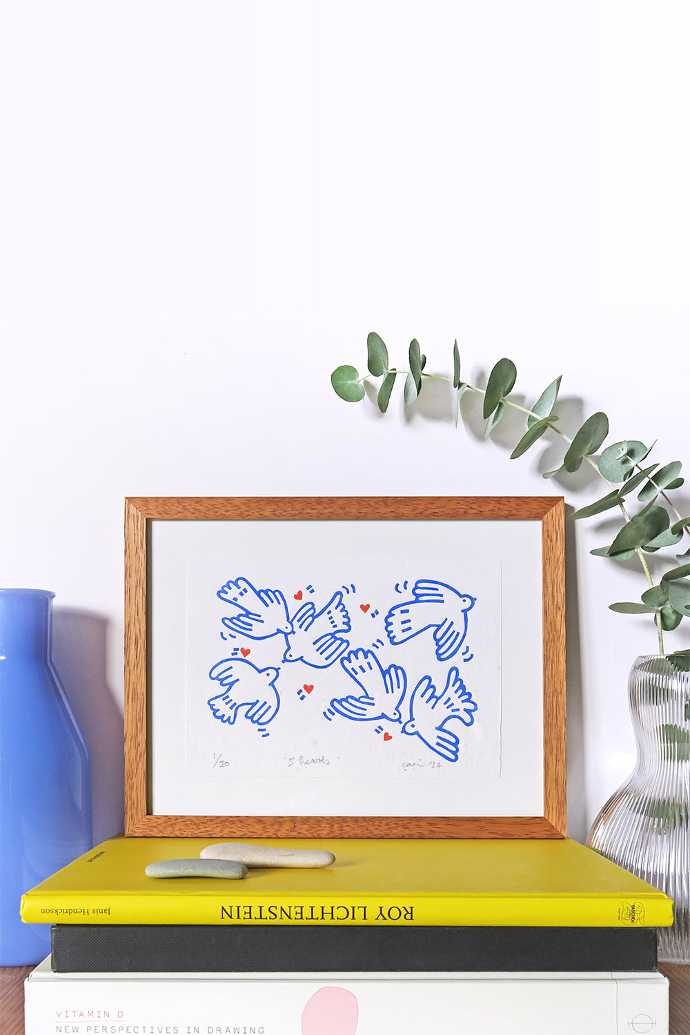 5 Hearts Linol Baskı - 0