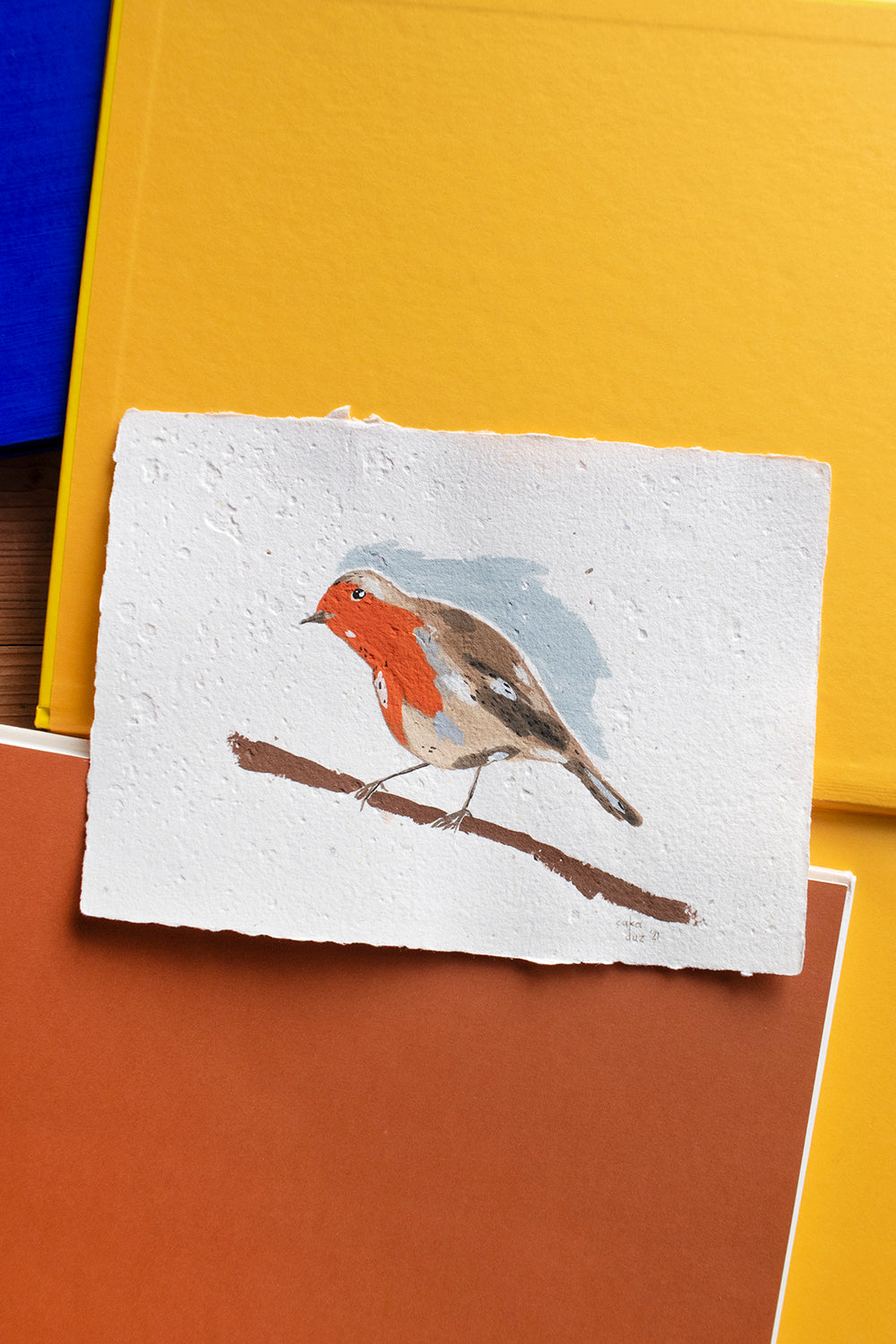 Kızılgerdan Kuşu Guaj Resim - 3