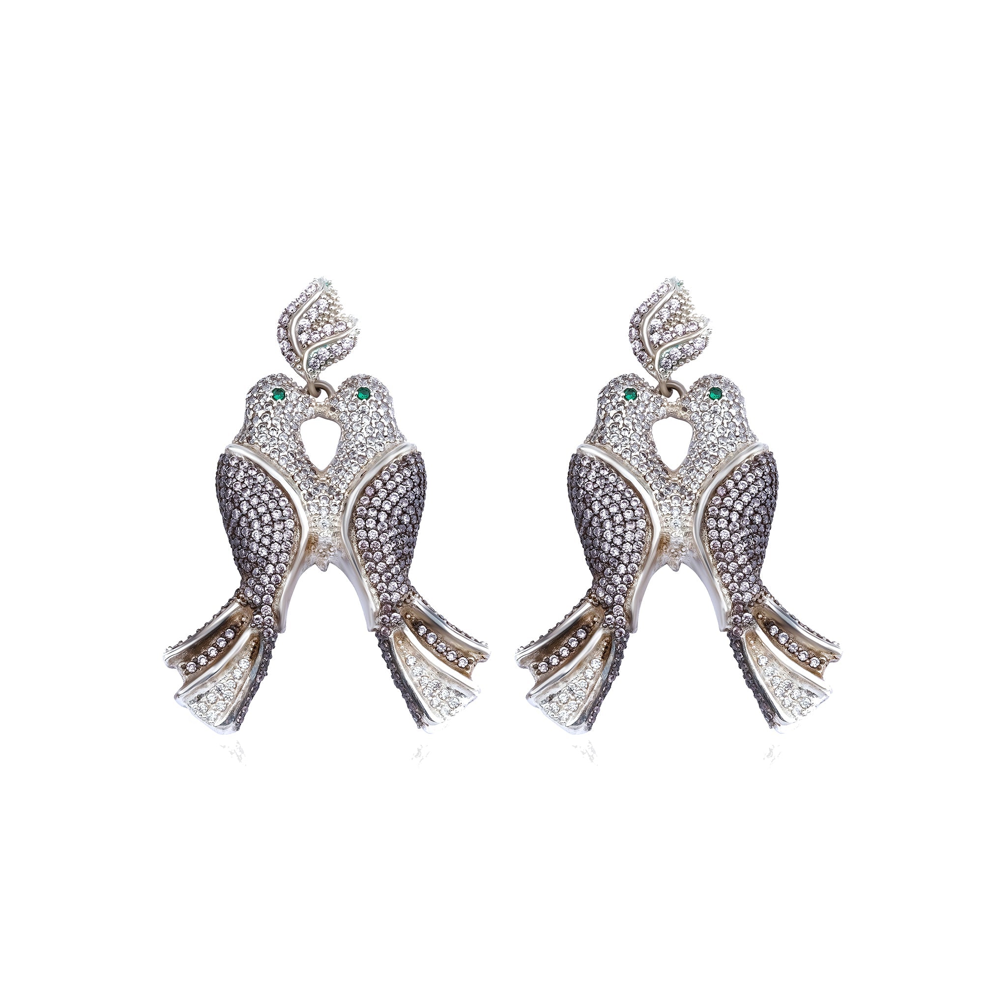 Bird Of Love Beyaz Taşlı Küpe