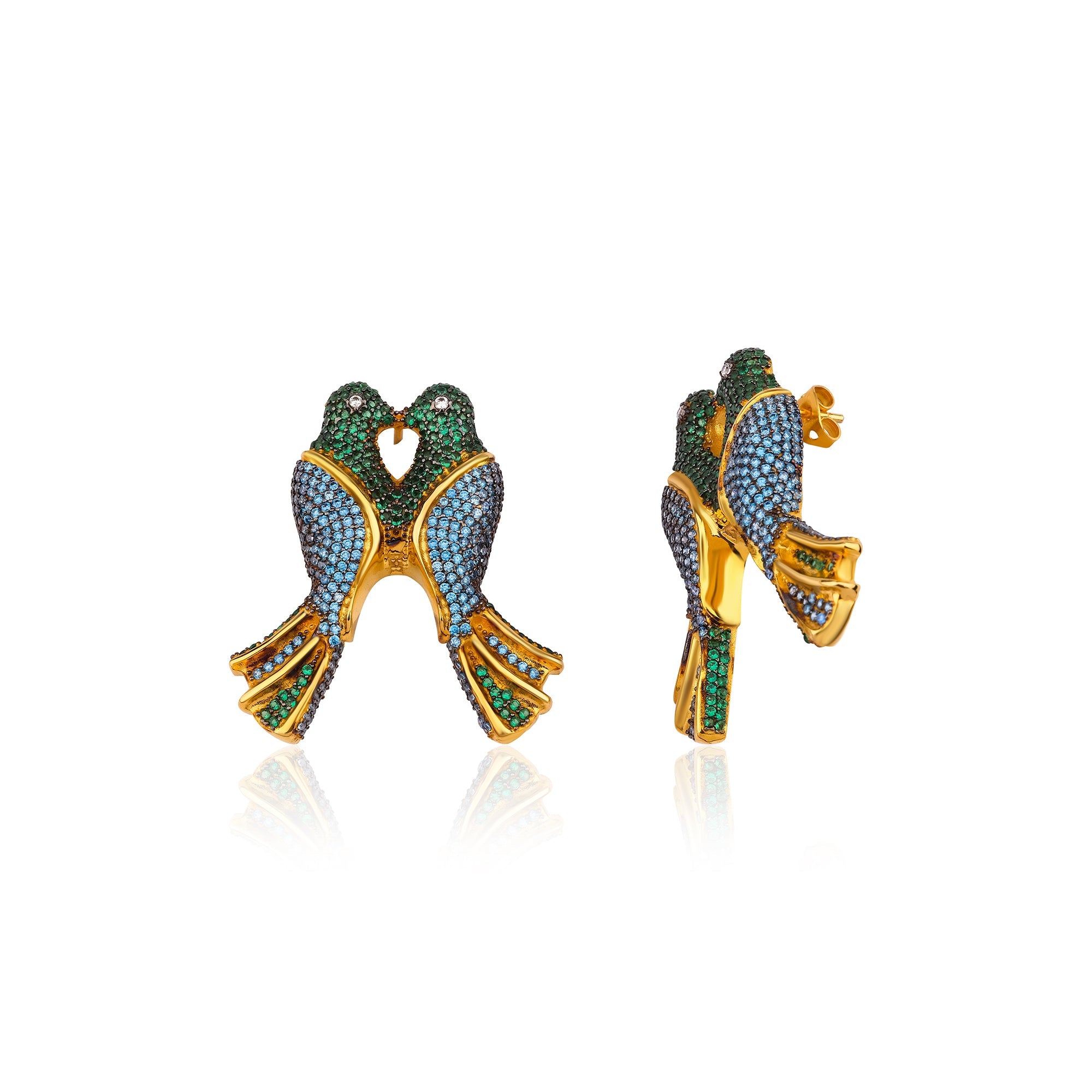 Bird Of Love Green & Aqua Küpe