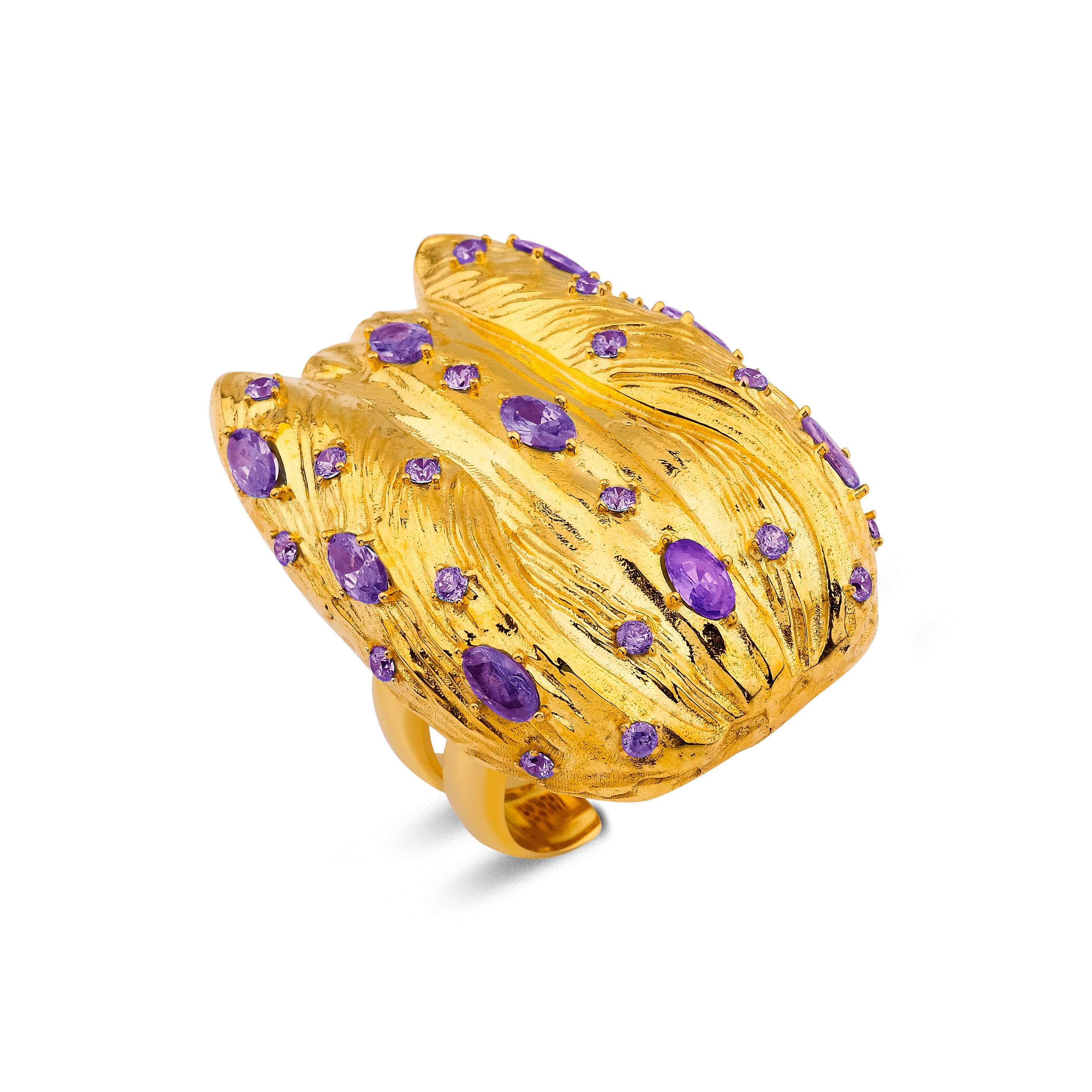 İStanbul Lalesi Mor Taşlı Yüzük