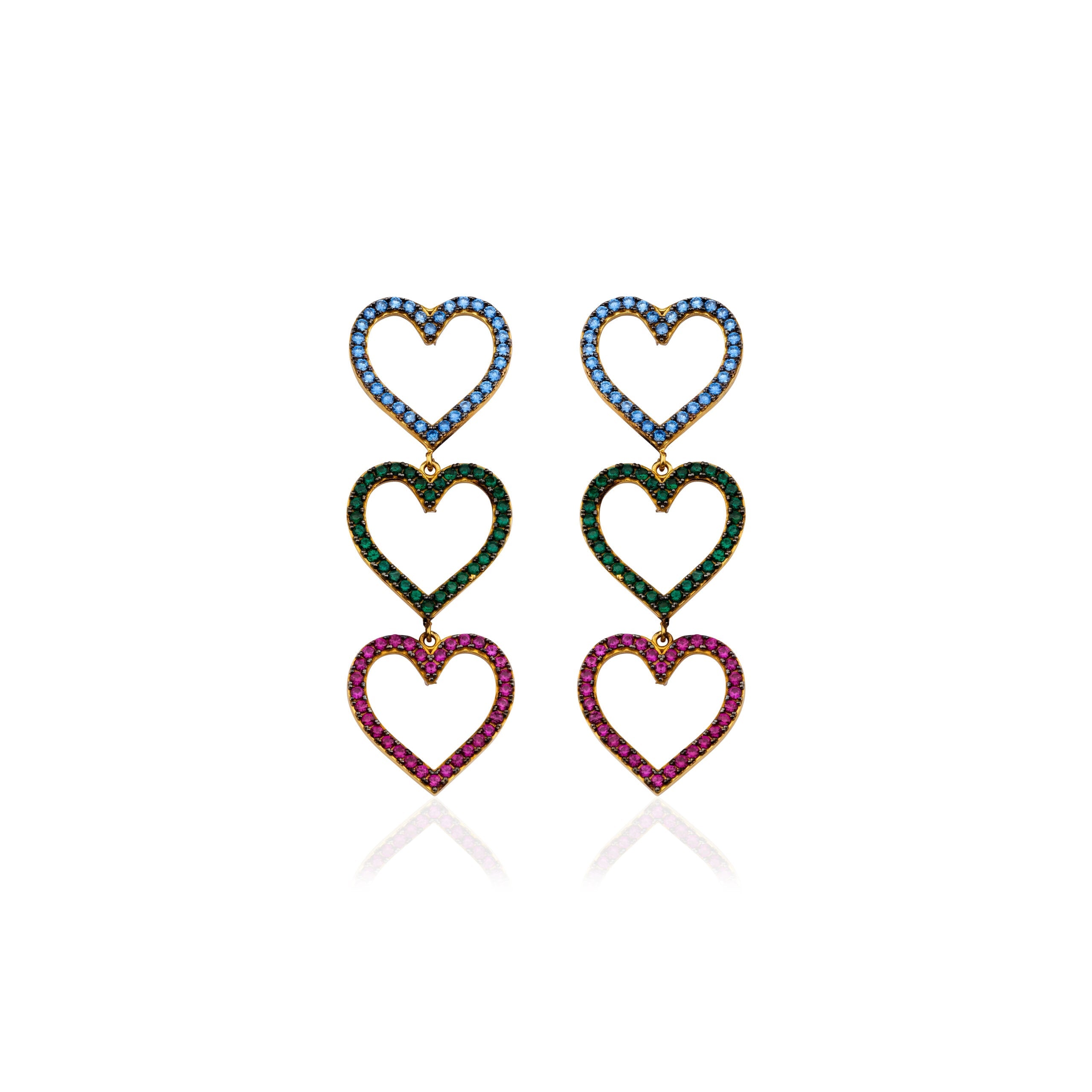 Secret Of Heart Aqua & Yeşil & Ruby Küpe