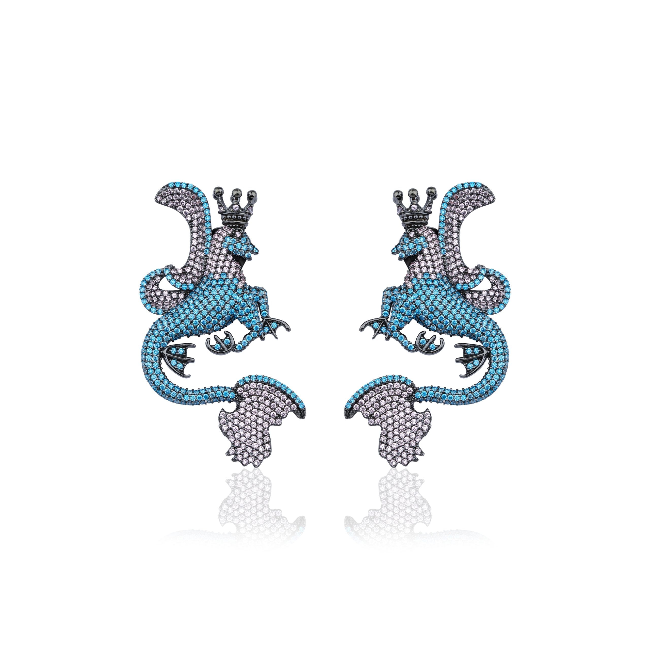 Secret Of Stamboul Aqua & Pembe Efsanevi Dragon Küpe