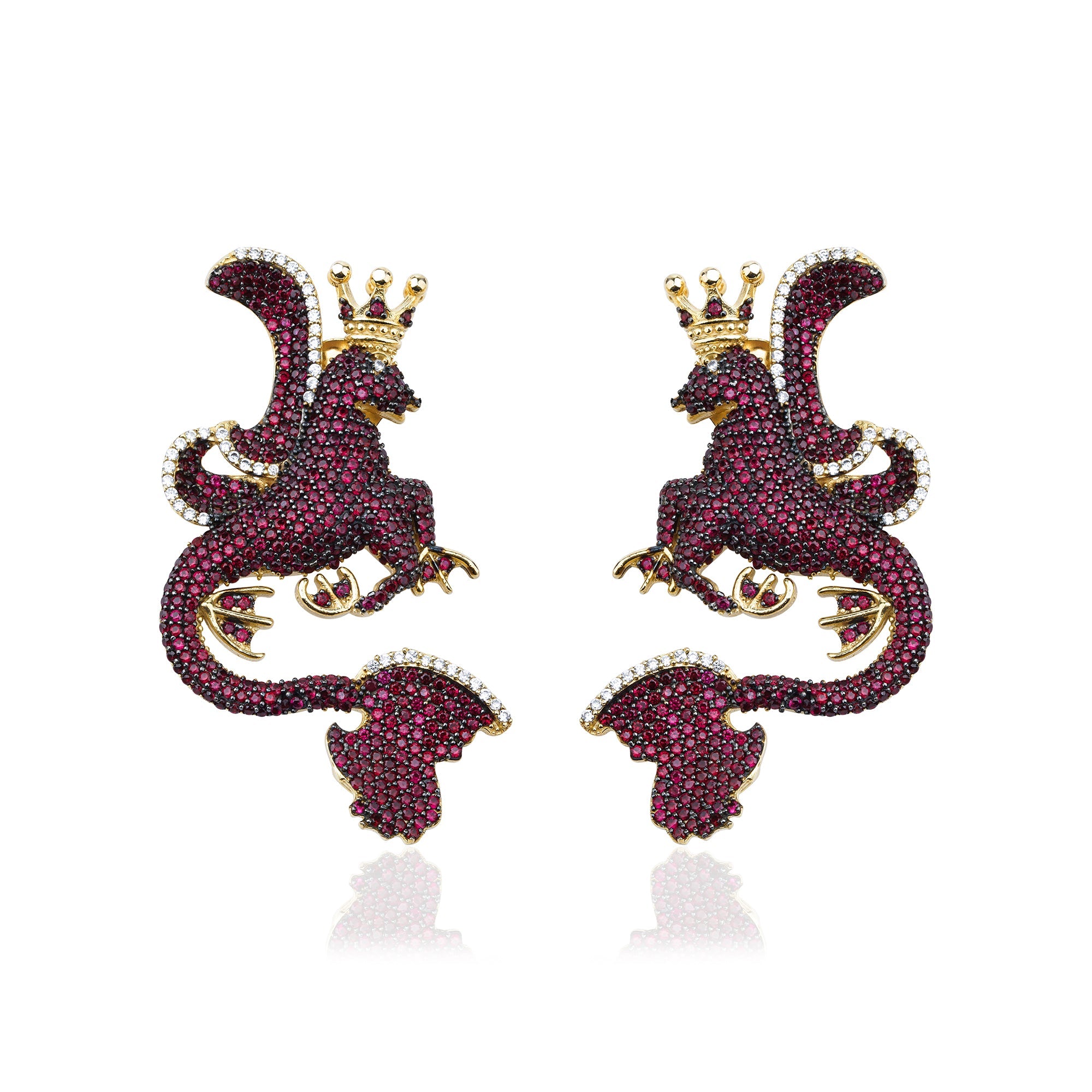 Secret Of Stamboul Burgundy Efsanevi Dragon Küpe