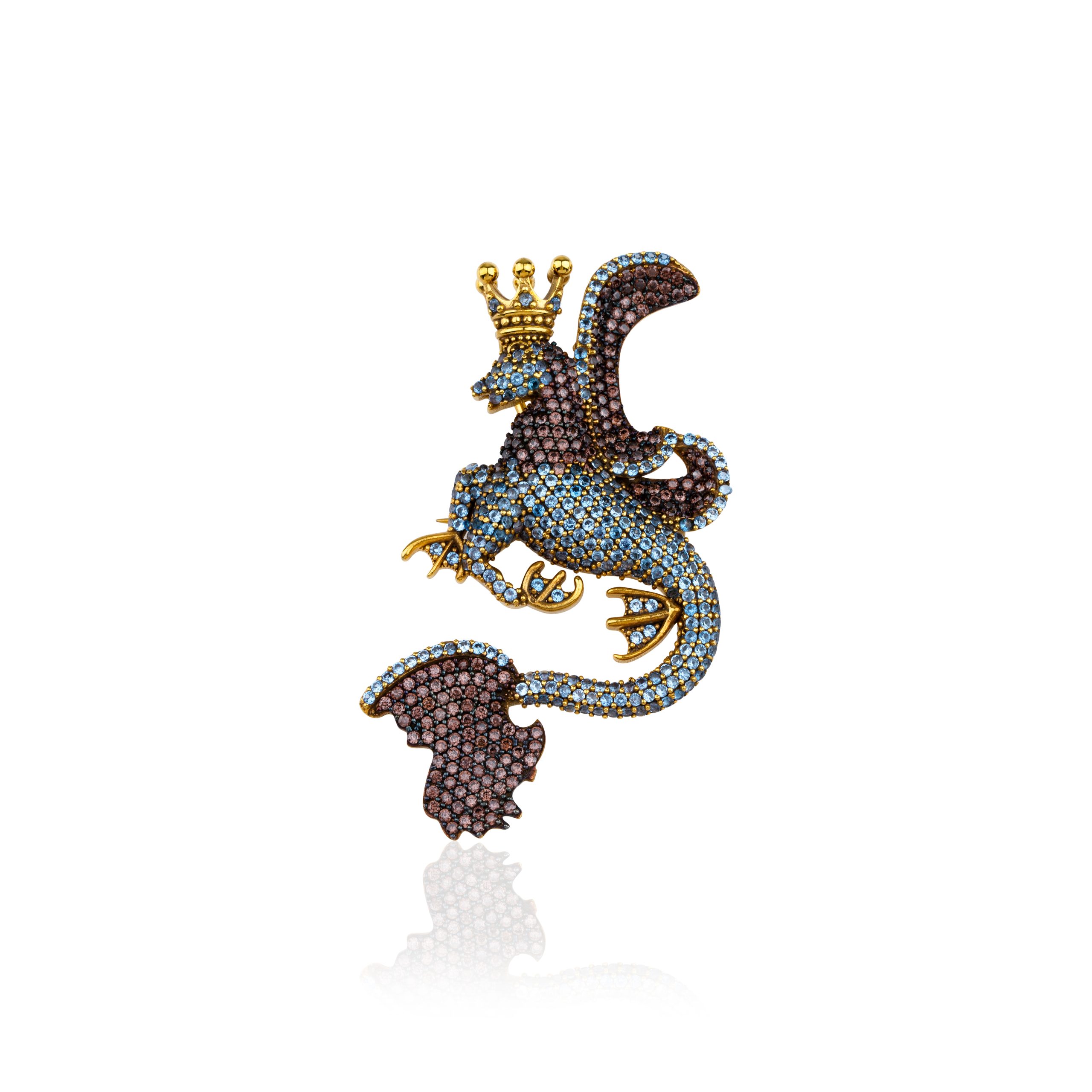 Secret Of Stamboul Kahverengi & Aqua Efsanevi Dragon Kolye/Broş