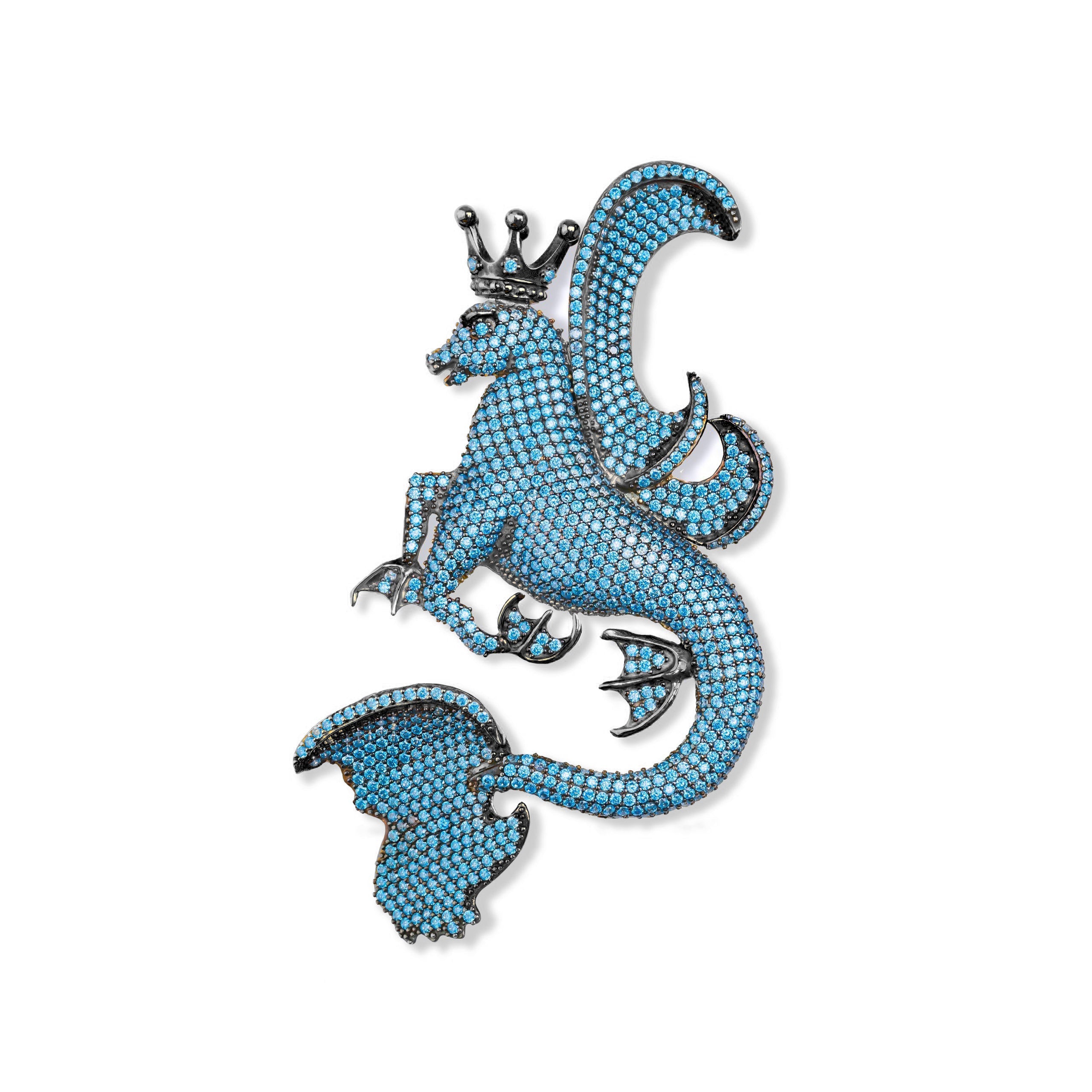Secret Of The Universe Aqua Kristal Mitolojik Dragon Kolye/Broş