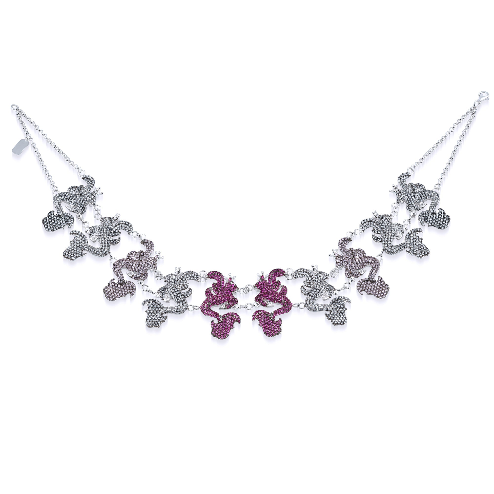 Secret Of The Universe Ruby & Beyaz & Pembe Mitolojik Dragon Choker/Kolye