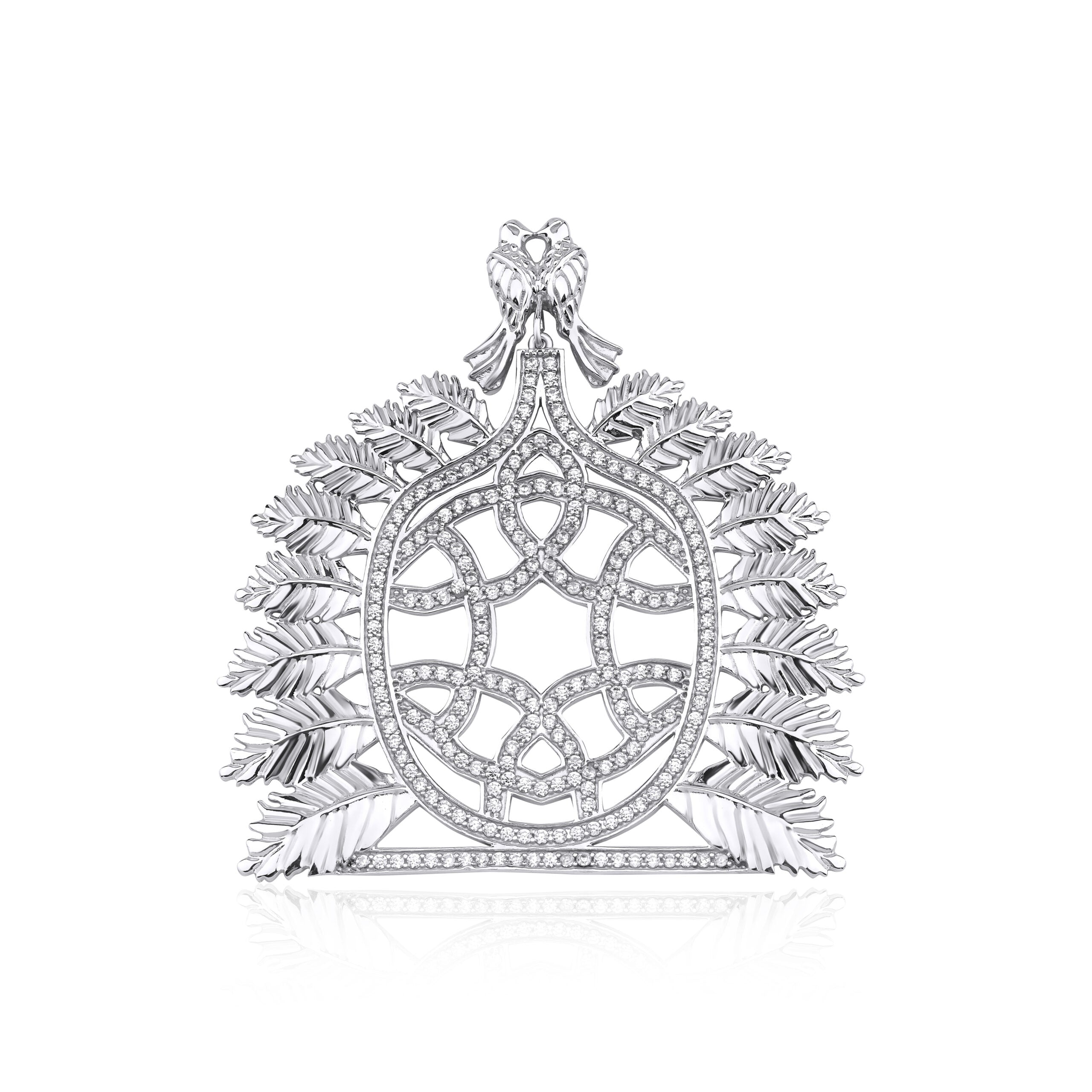 Sun Of The Ottoman Empire Gümüş Renk Beyaz Kristal Kolye