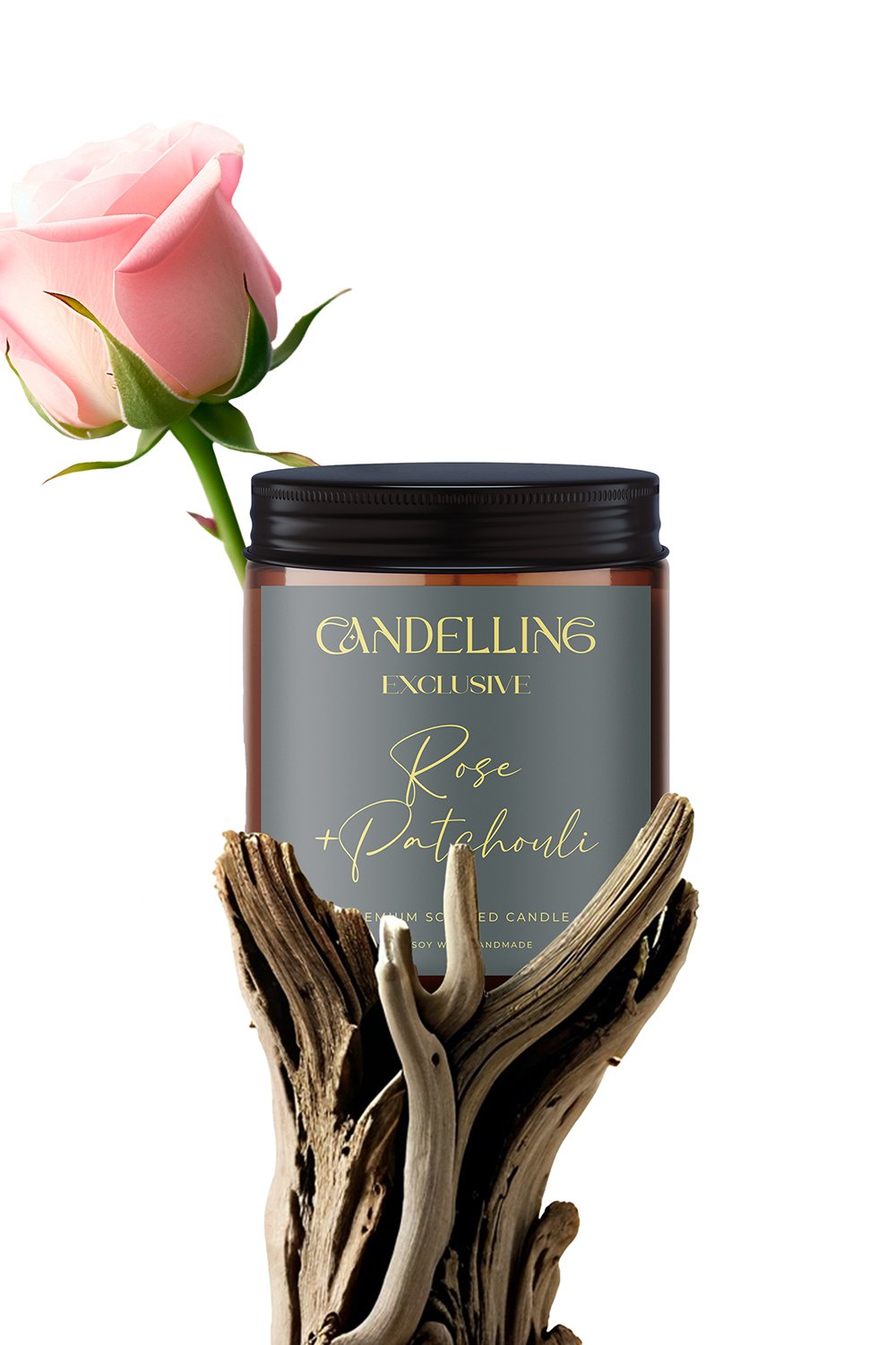 Candelling-Exclusive Serisi Rose + Patchouli Mum 250 Ml-Mum-1-Milagron.com