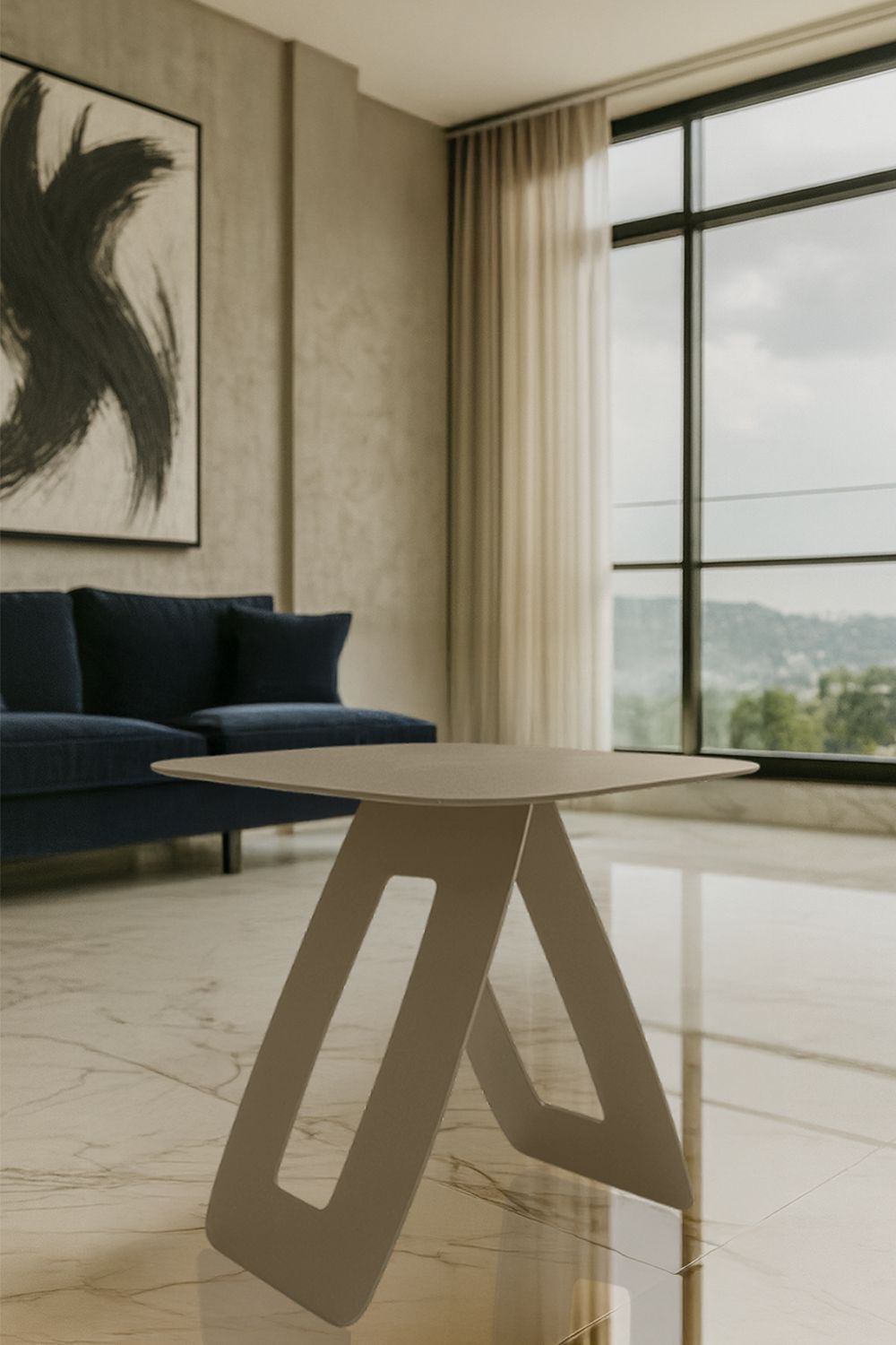Angulus-h Tasarım Çelik Metal Yan Sehpa - Kahve Sehpası - Minimalist Modern Sehpa - 4
