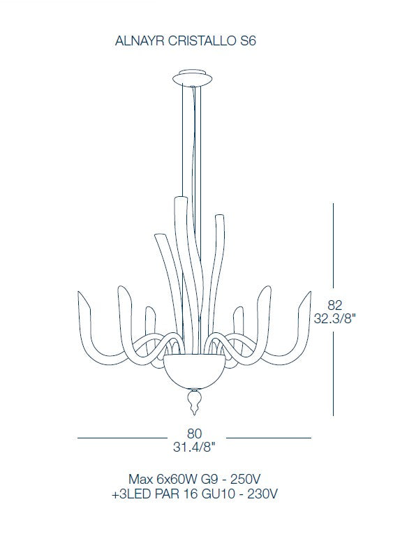 Alnayr Avi̇ze 6L Krom Şeffaf Ø80X82 Cm G9 6X40W