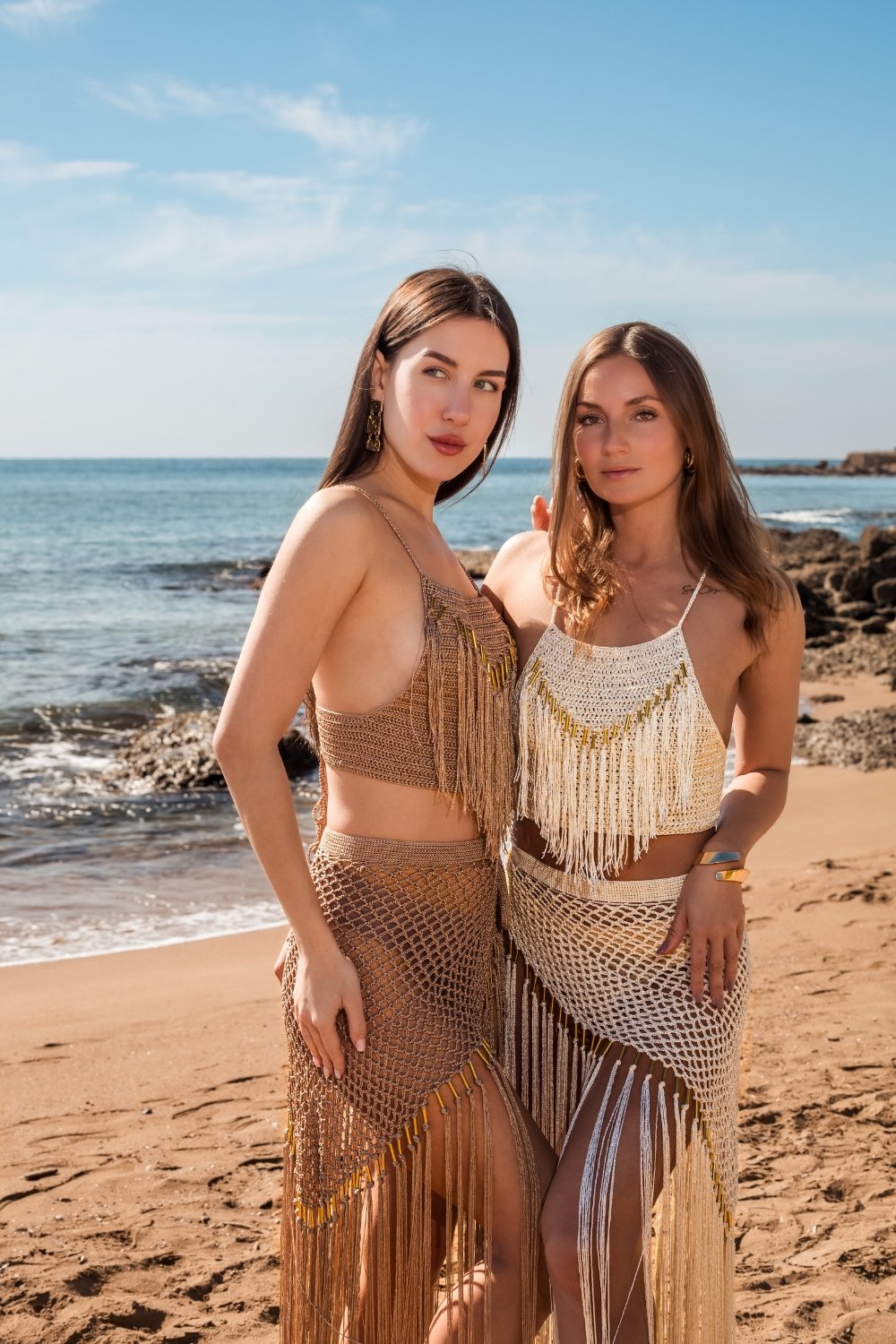 Carryberry-El Yapımı Saçaklı Ekru Üst-Crop Top-1-Milagron.com