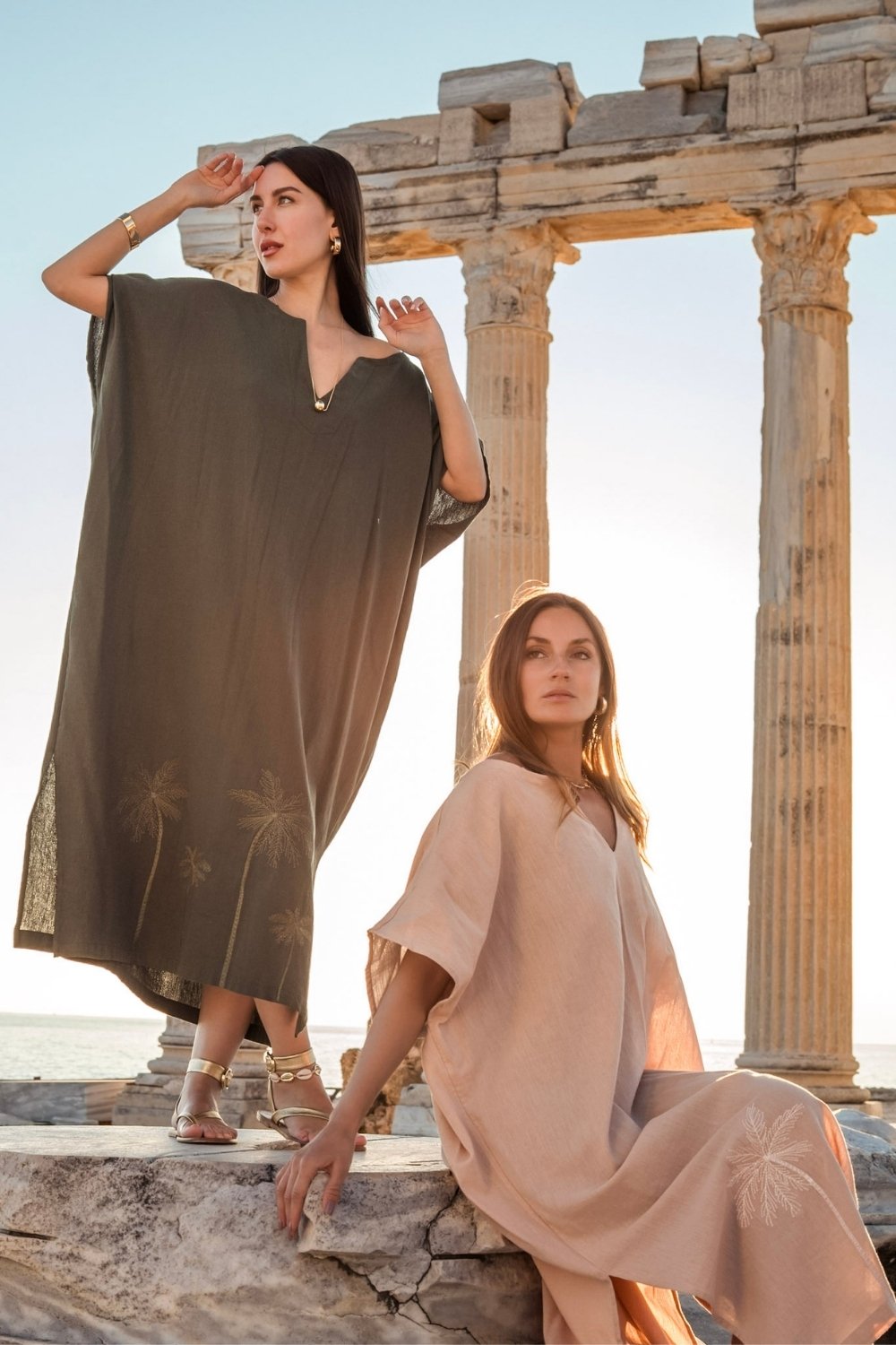 Carryberry-Haki Nakışlı Kaftan Elbise-Elbise-2-Milagron.com