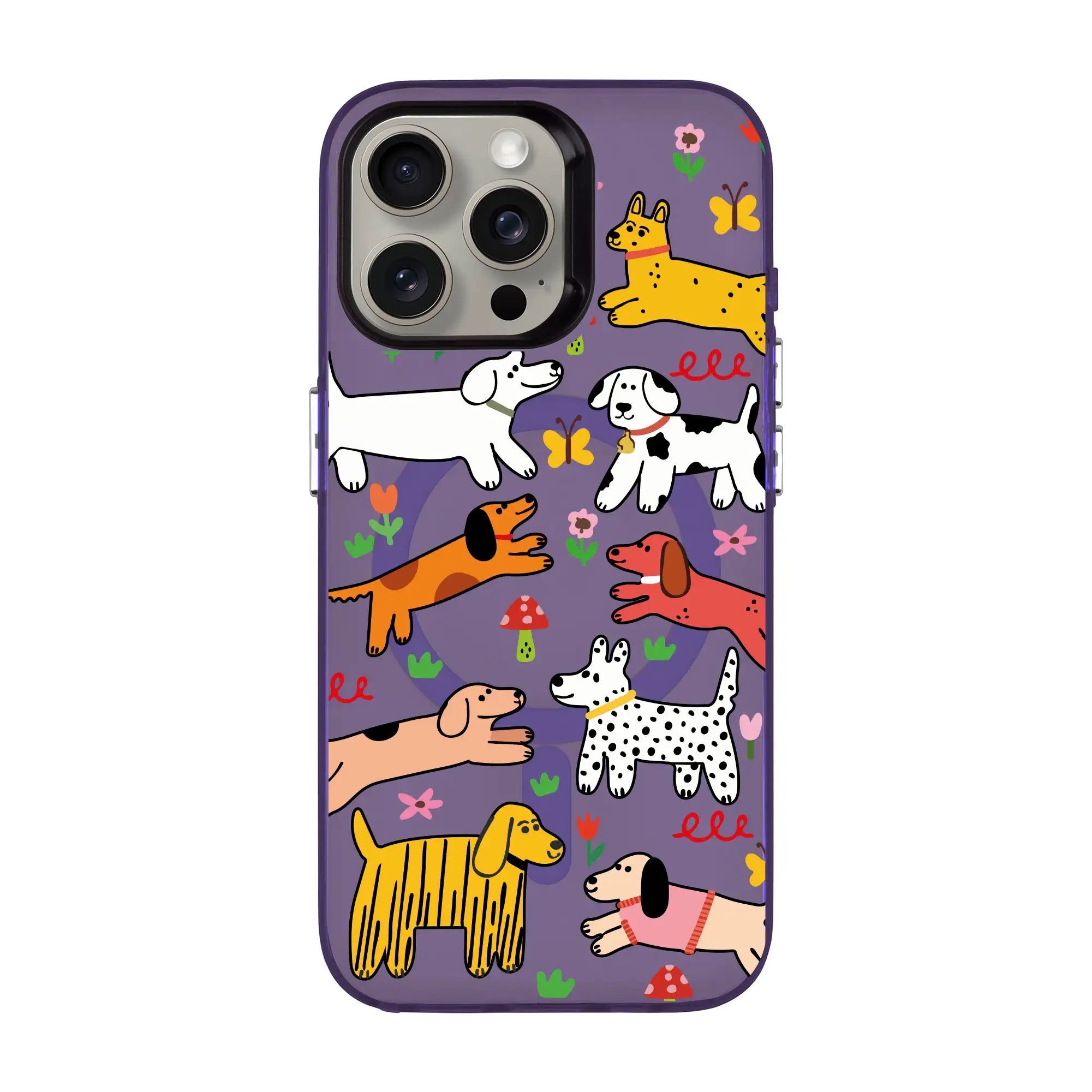 Cheerful Dogs-Hold Kılıf Magsafe Özellikli - Iphone 15 Pro Max