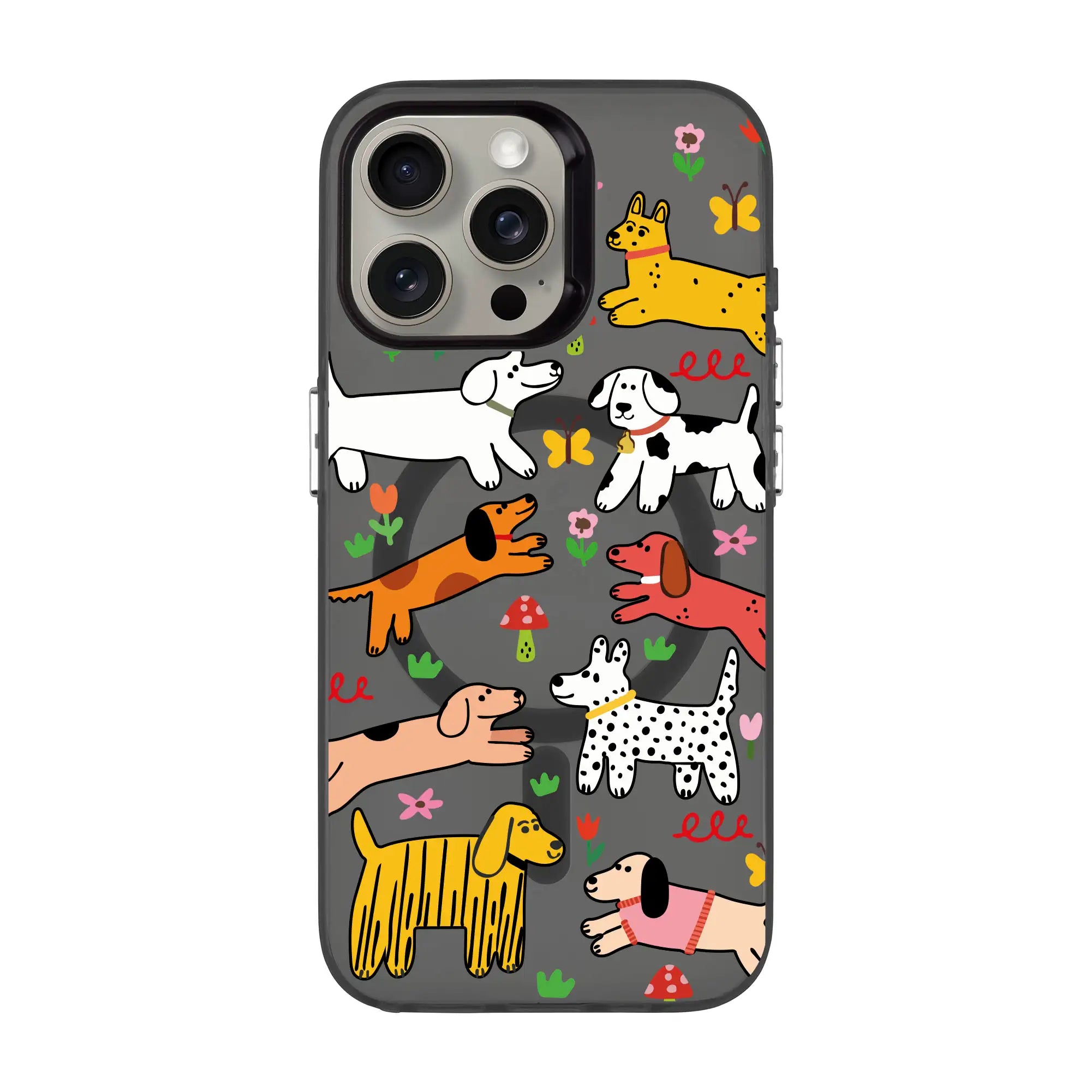 Cheerful Dogs-Hold Kılıf Magsafe Özellikli - Iphone 15 Pro Max