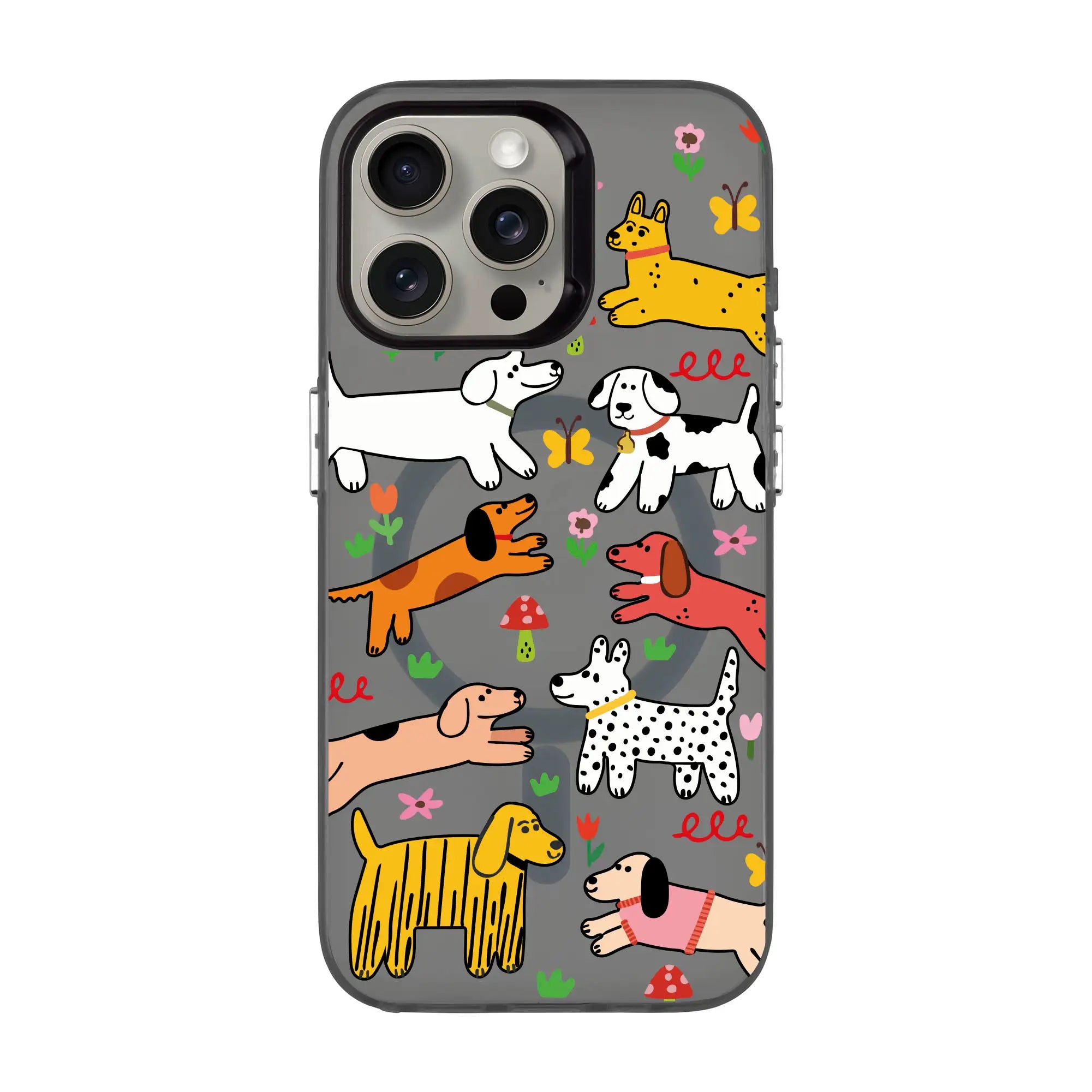 Cheerful Dogs-Hold Kılıf Magsafe Özellikli - Iphone 15 Pro Max