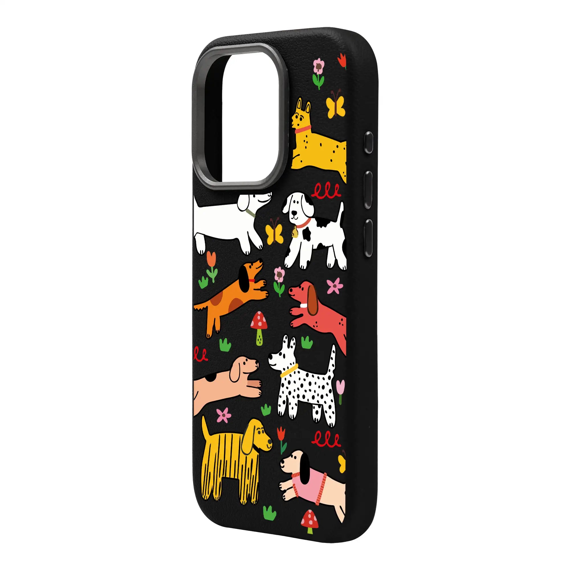 Cheerful Dogs-Leather Premium Kılıf Magsafe Özellikli - Iphone 16