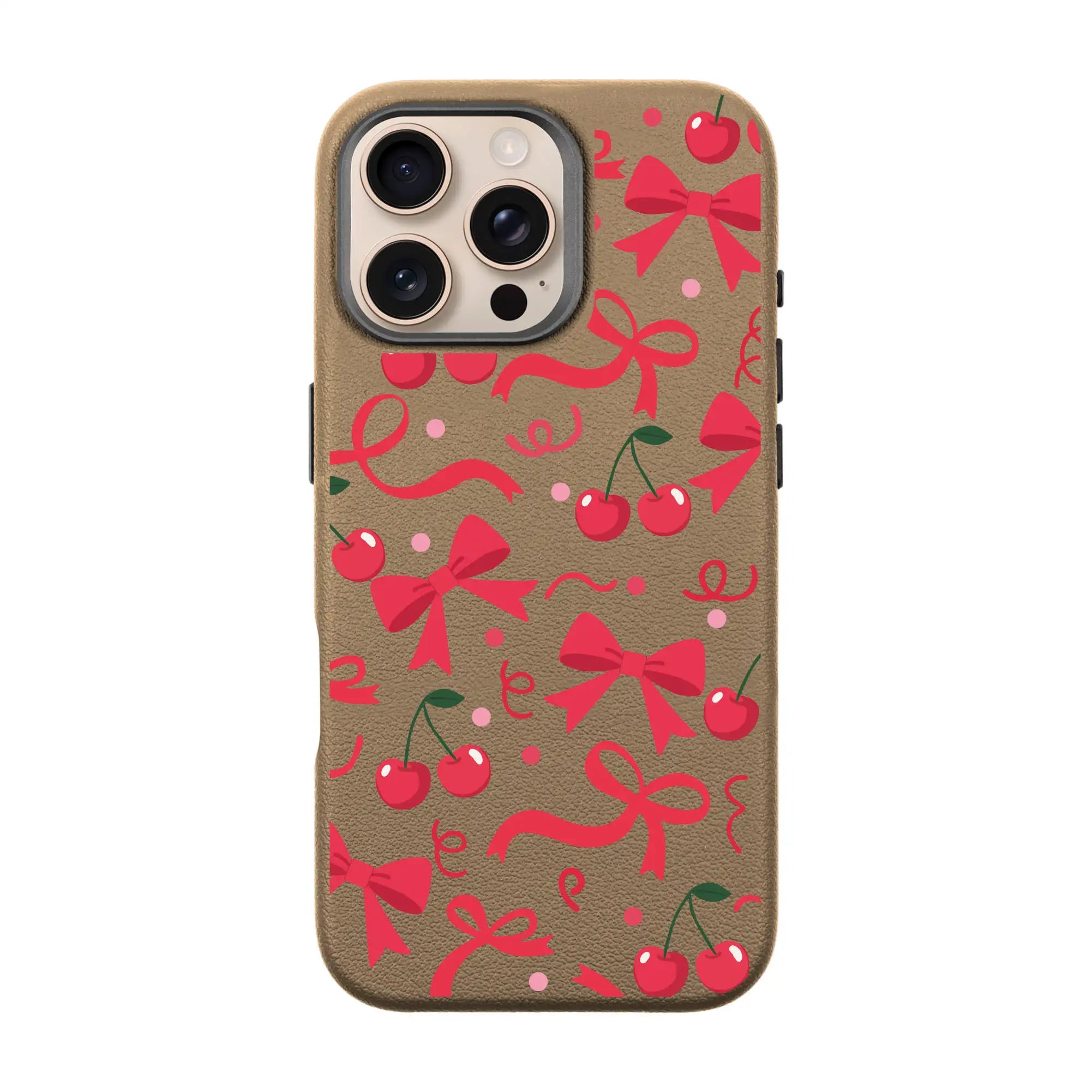 Cherry Ribbon-Leather Premium Kılıf Magsafe Özellikli - Iphone 16 Pro