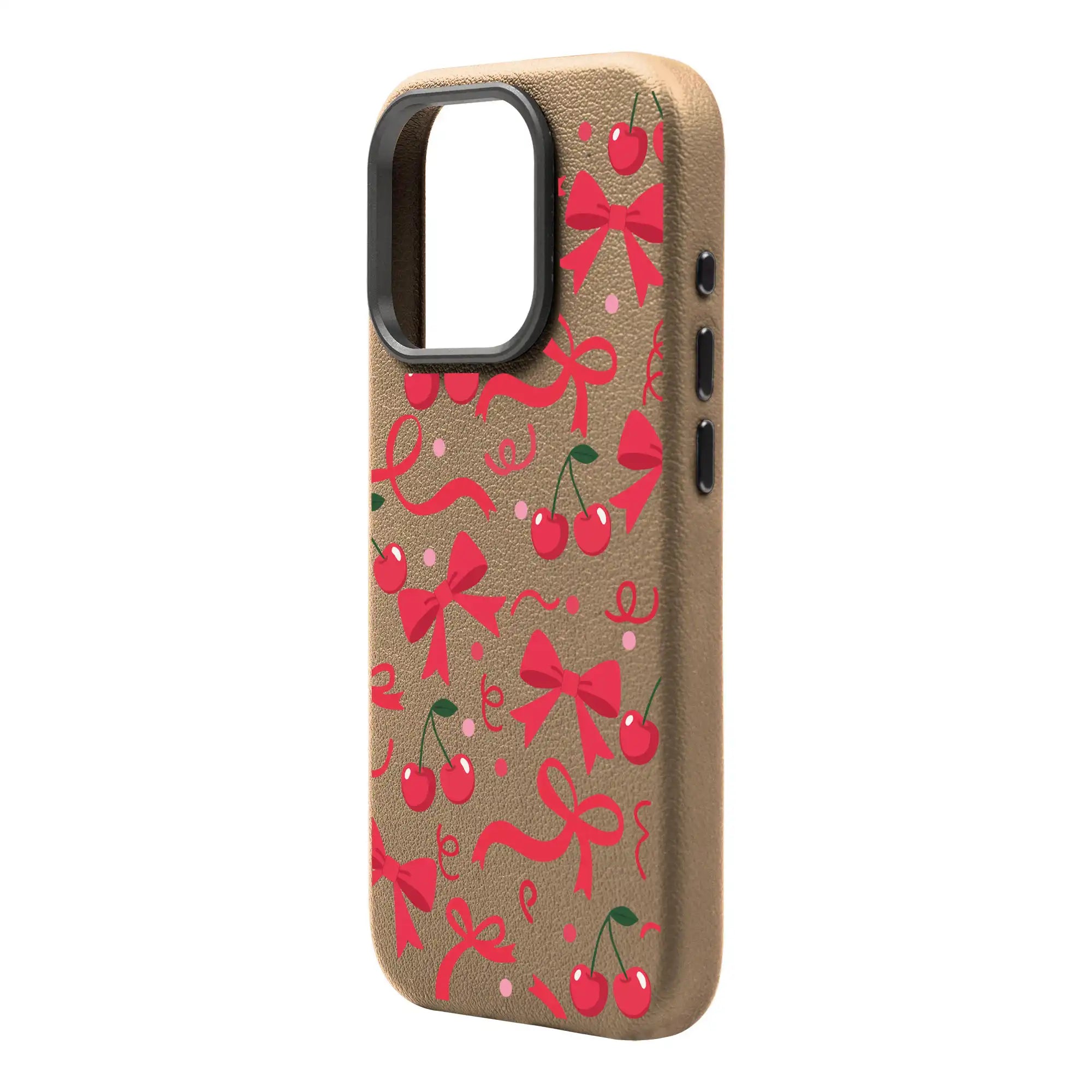 Cherry Ribbon-Leather Premium Kılıf Magsafe Özellikli - Iphone 16 Pro