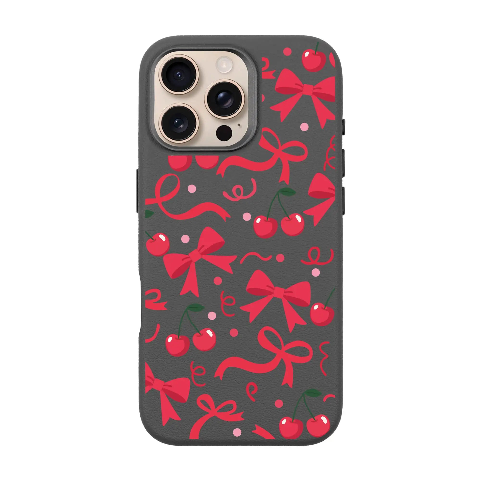 Cherry Ribbon-Leather Premium Kılıf Magsafe Özellikli - Iphone 16 Pro