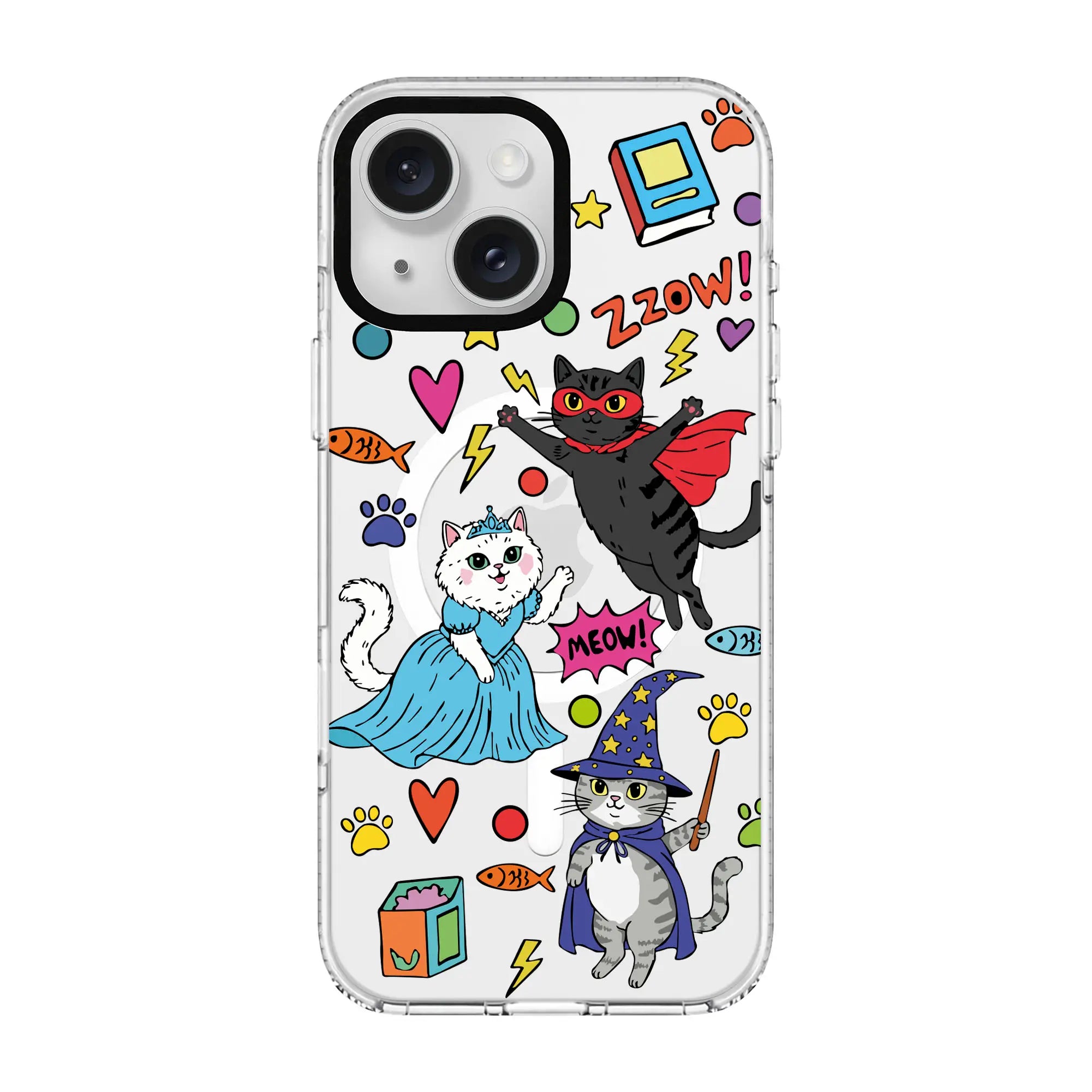 Fantastic Cats-Clear Kılıf Magsafe Özellikli - Iphone 15