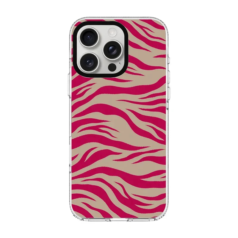 Fuchsia Zebra-Clear Kılıf Magsafe Özellikli - Iphone 16 Pro