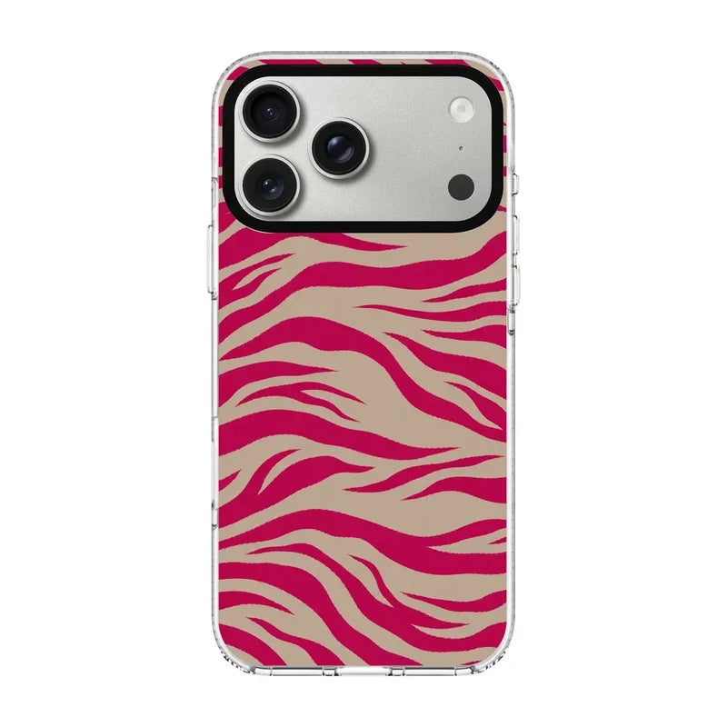 Fuchsia Zebra-Clear Kılıf Magsafe Özellikli - Iphone 17 Pro