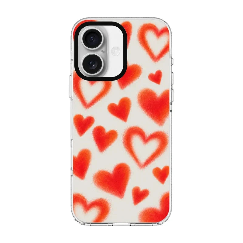 Glowing Hearts-Clear Kılıf Magsafe Özellikli - Iphone 16 Plus