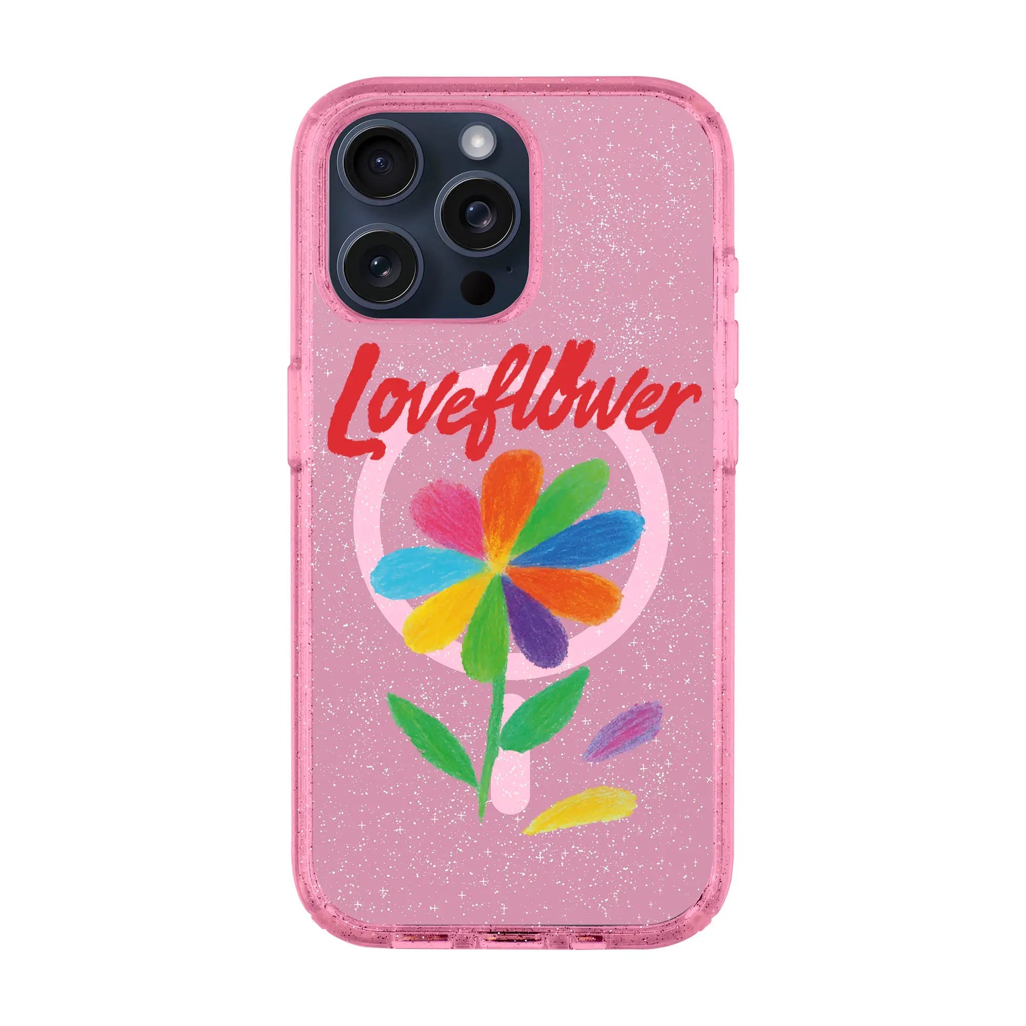 Love Flower-Shiny Kılıf Magsafe Özellikli - Iphone 15 Pro Max