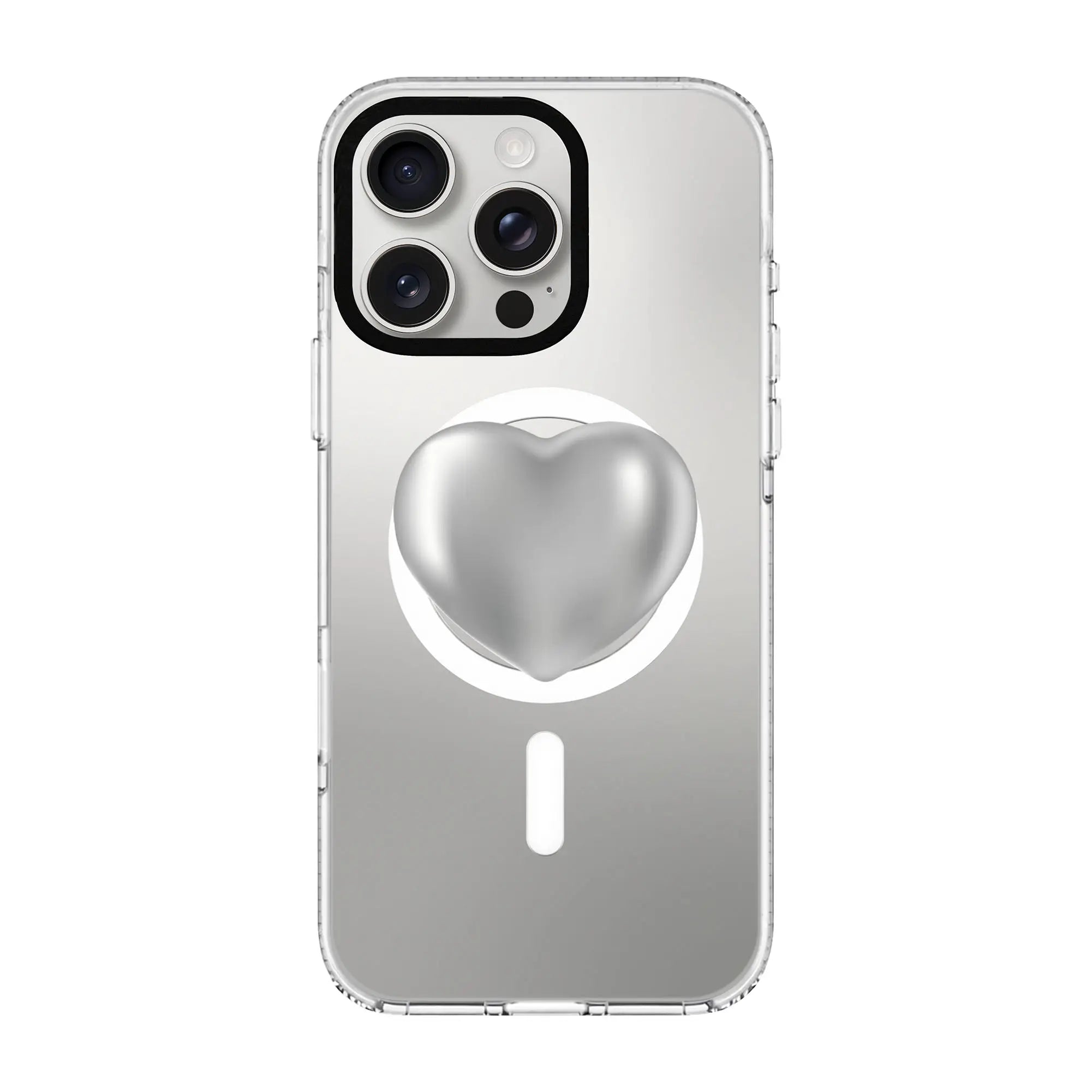 Silver Heart-Clear Kılıf Magsafe Özellikli - Iphone 16 Pro