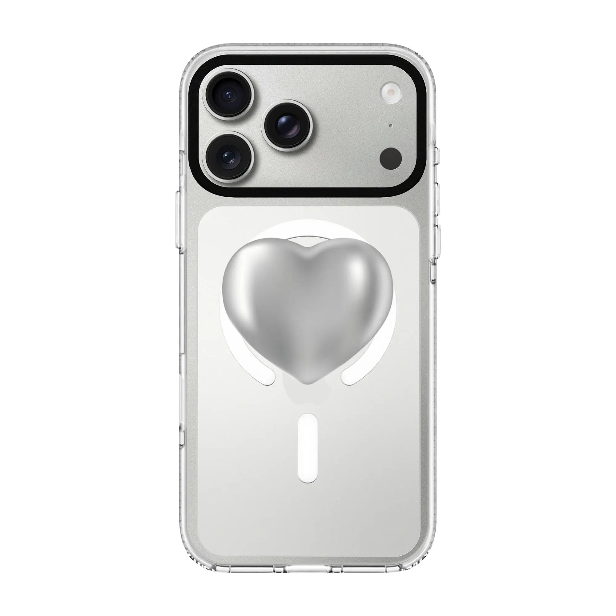 Silver Heart-Clear Kılıf Magsafe Özellikli - Iphone 17 Pro Max
