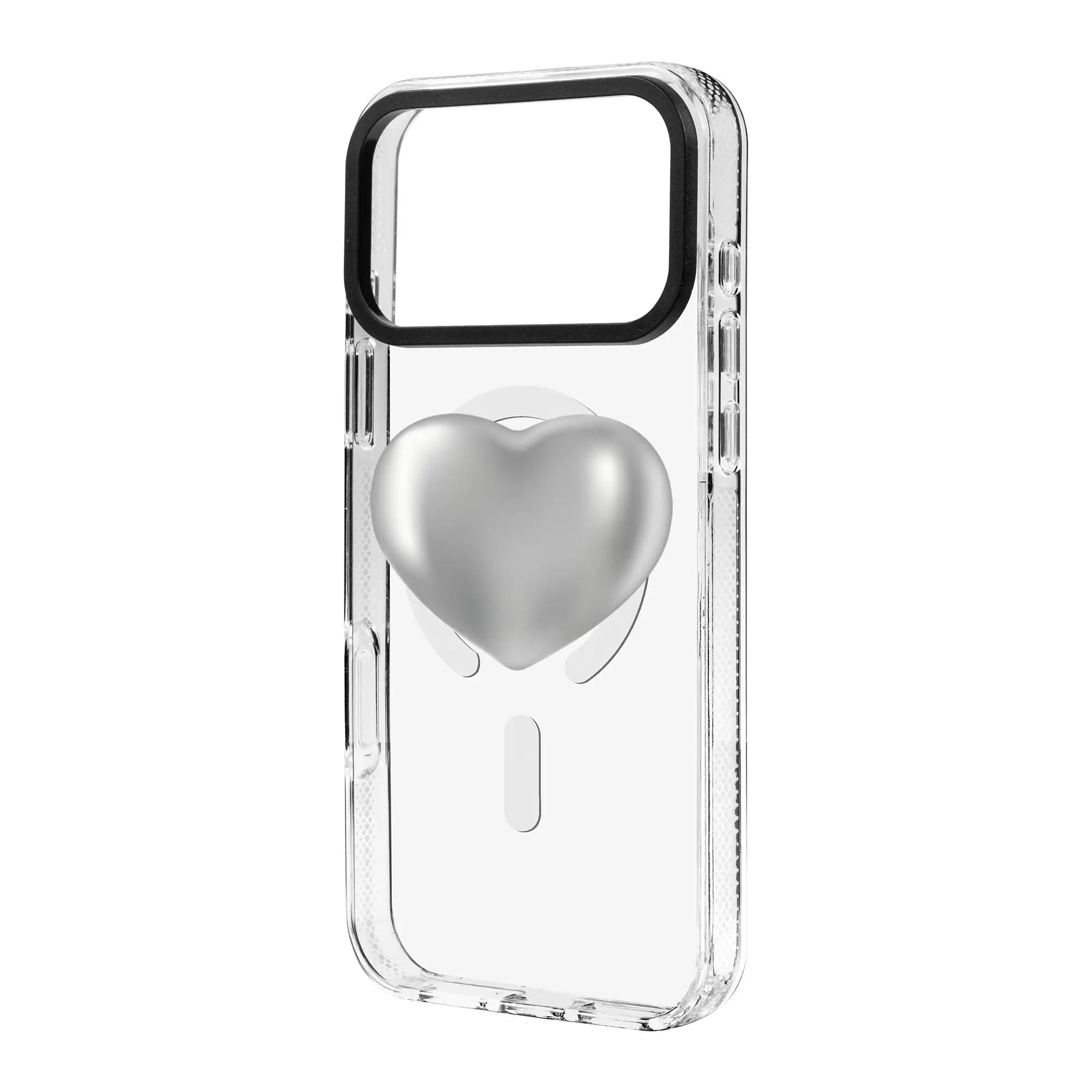 Silver Heart-Clear Kılıf Magsafe Özellikli - Iphone 17 Pro Max