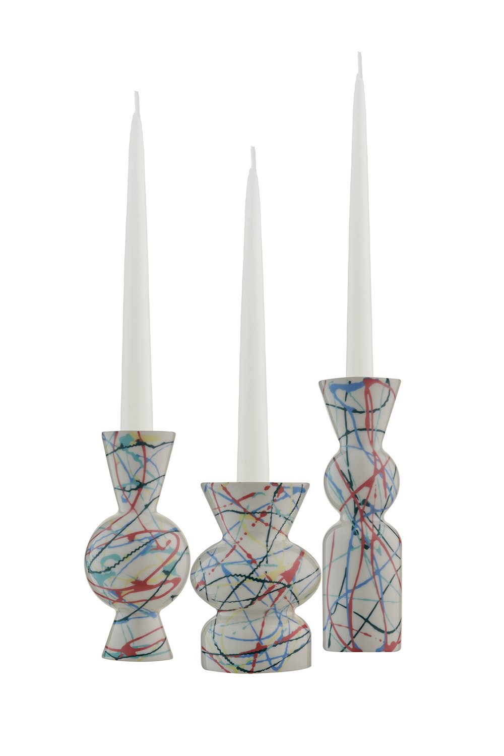 Casi Paped-Goody El Yapımı Porselen Şamdan Seti / Beyaz Artistik-Mumluk & Şamdan-1-Milagron.com