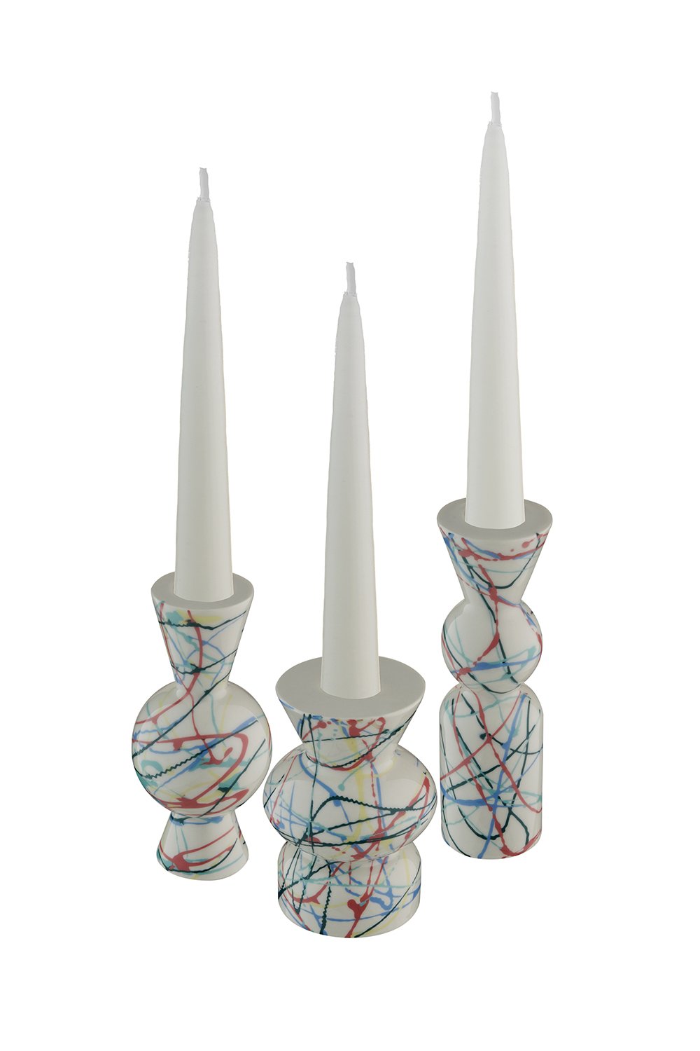 Casi Paped-Goody El Yapımı Porselen Şamdan Seti / Beyaz Artistik-Mumluk & Şamdan-2-Milagron.com