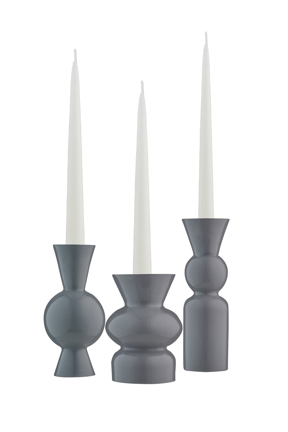 Casi Paped-Goody El Yapımı Porselen Şamdan Seti / Gri-Mumluk & Şamdan-1-Milagron.com