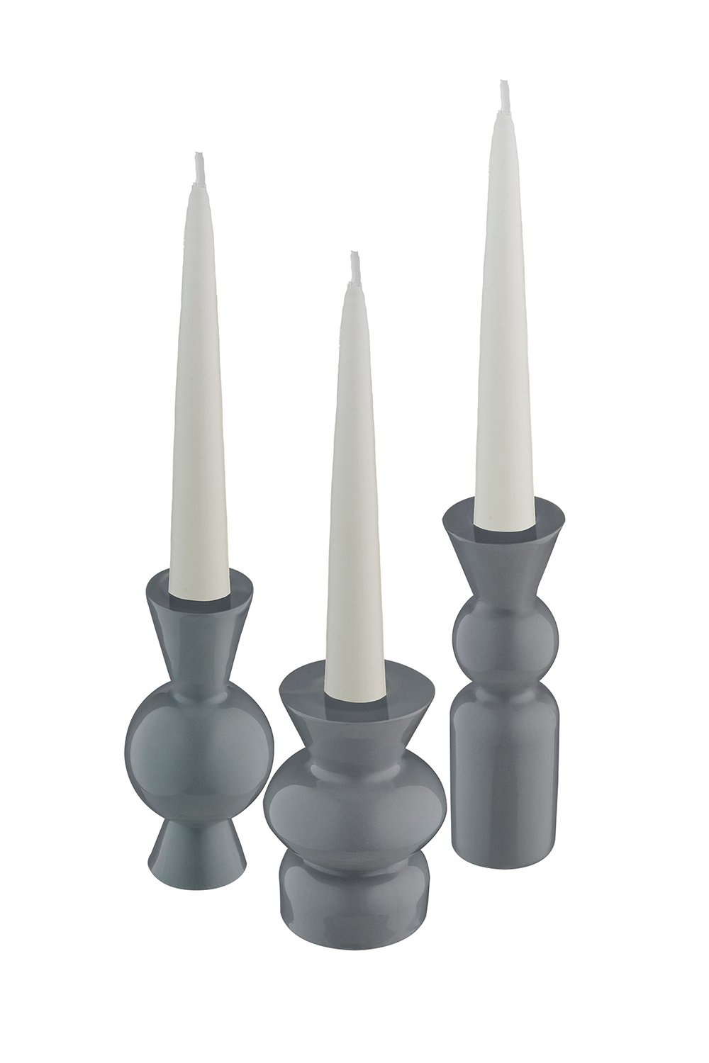 Casi Paped-Goody El Yapımı Porselen Şamdan Seti / Gri-Mumluk & Şamdan-2-Milagron.com