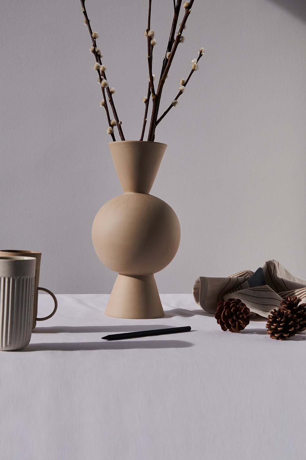 Casi Paped-Goody Mid El Yapımı Porselen Vazo / Krem-Vazo-3-Milagron.com