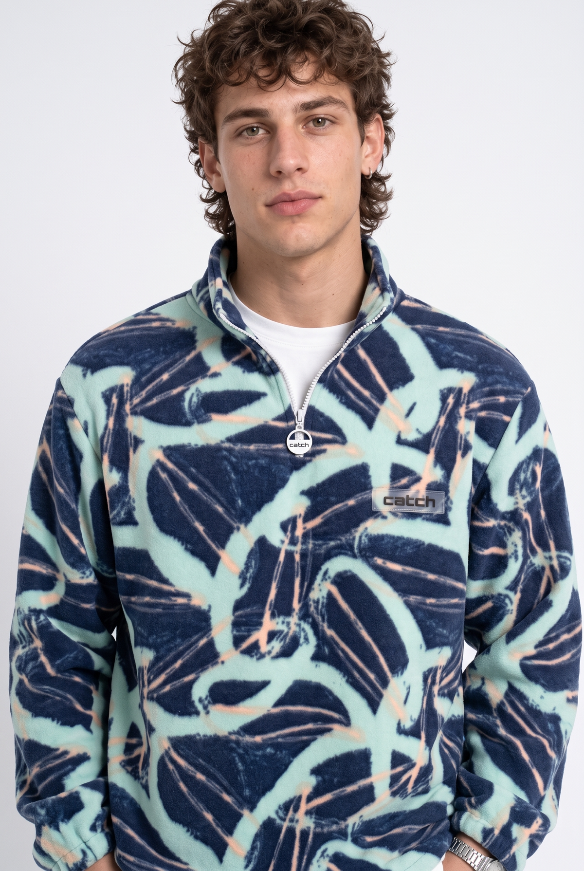Fermuarlı Beli Büzgülü Oversize Polar Sweatshirt