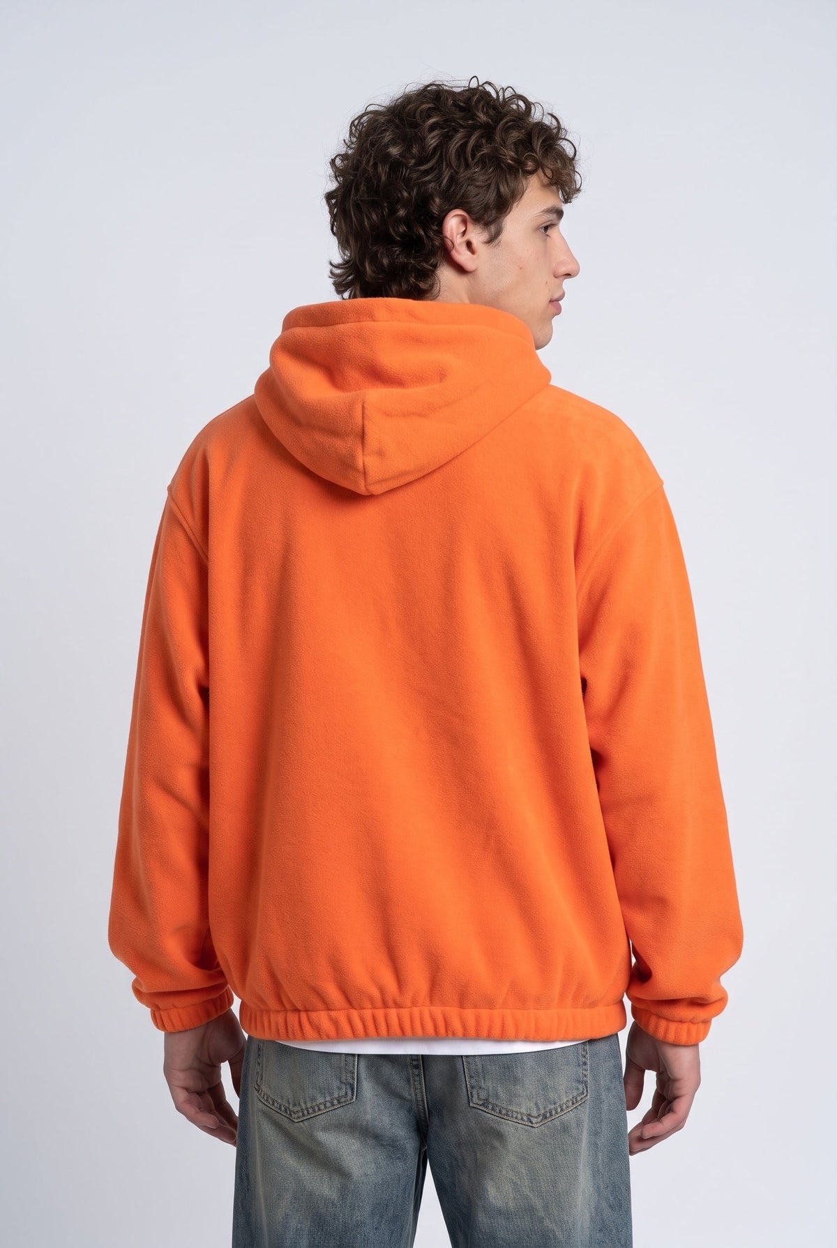 Kapüşonlu Kanguru Cepli Nakışlı Sweatshirt, Turuncu - 3
