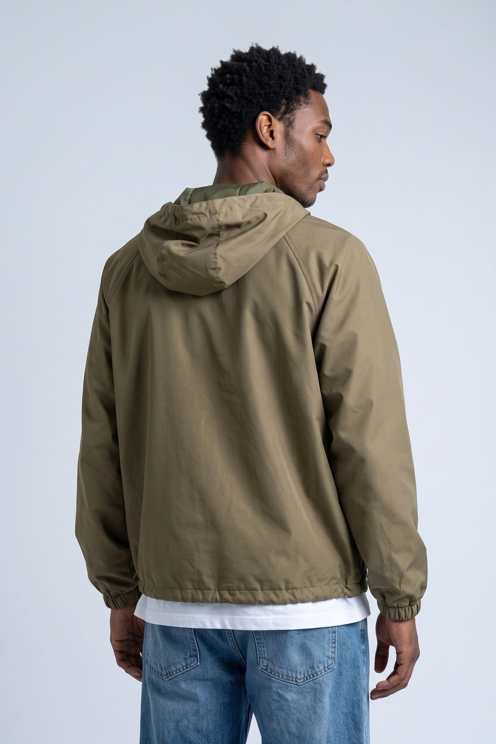 Kapüşonlu Yarım Fermuarlı Kanguru Cepli Yağmurluk