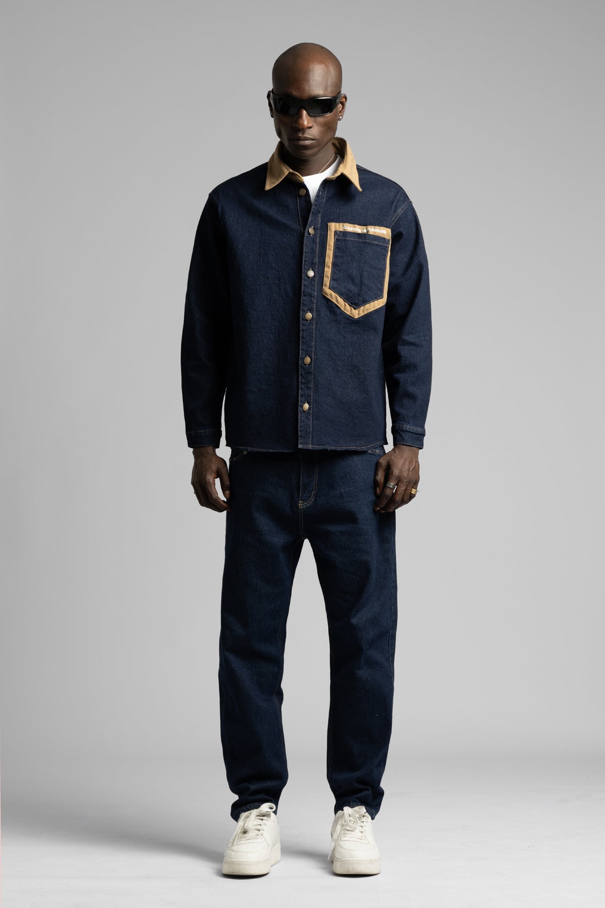 Catch-Kontrast Yakalı Denim Gömlek-Gömlek-1-Milagron.com