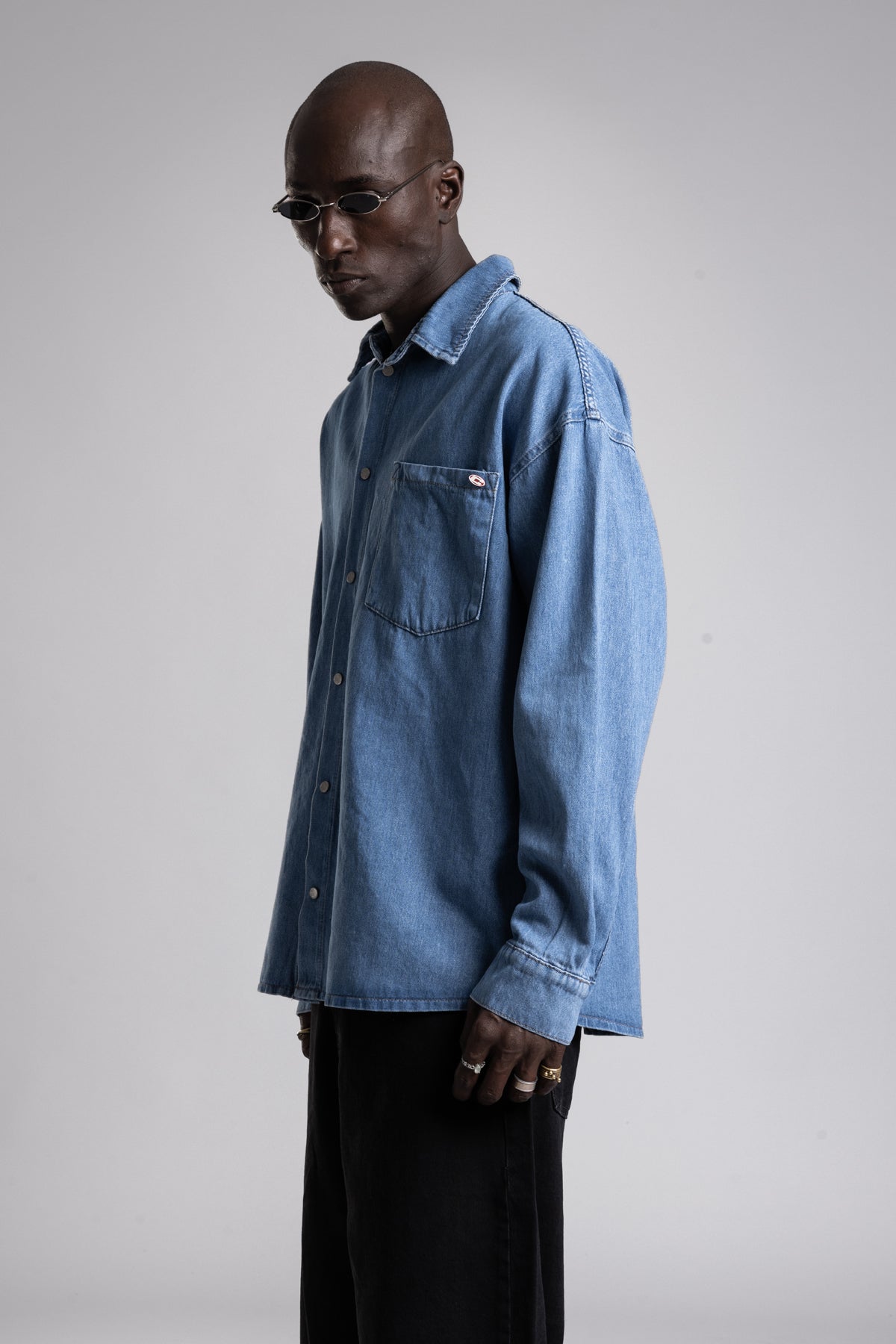 Catch-Metal Snap Düğmeli Denim Gömlek-Gömlek-10-Milagron.com